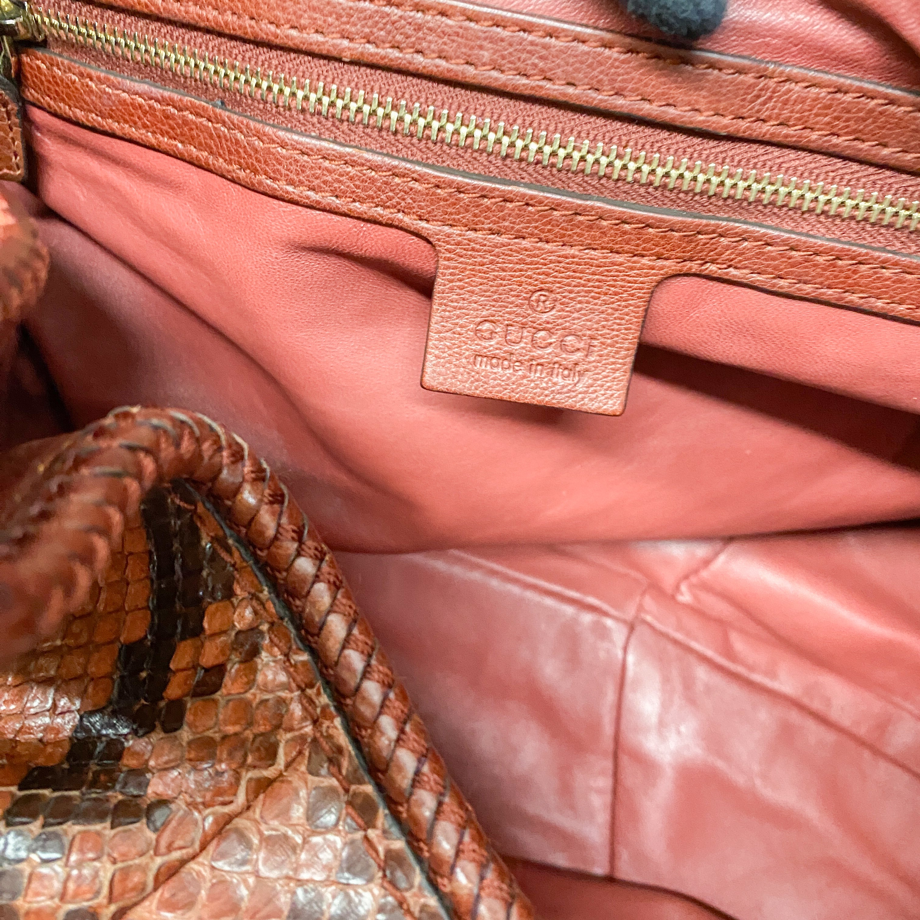 Marrakech Red Embossed Python Hobo Bag