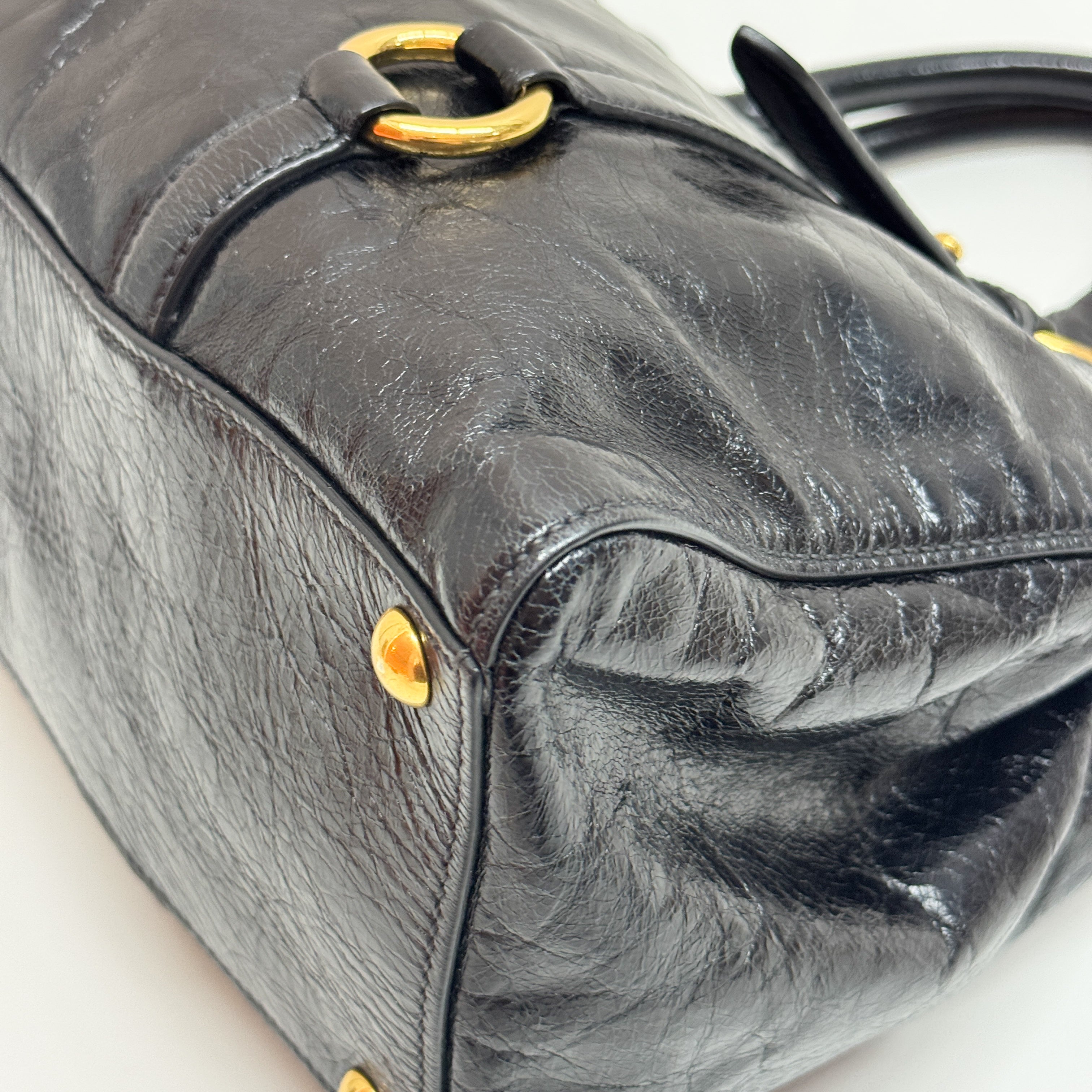 Vitello Black Leather Hand Bag