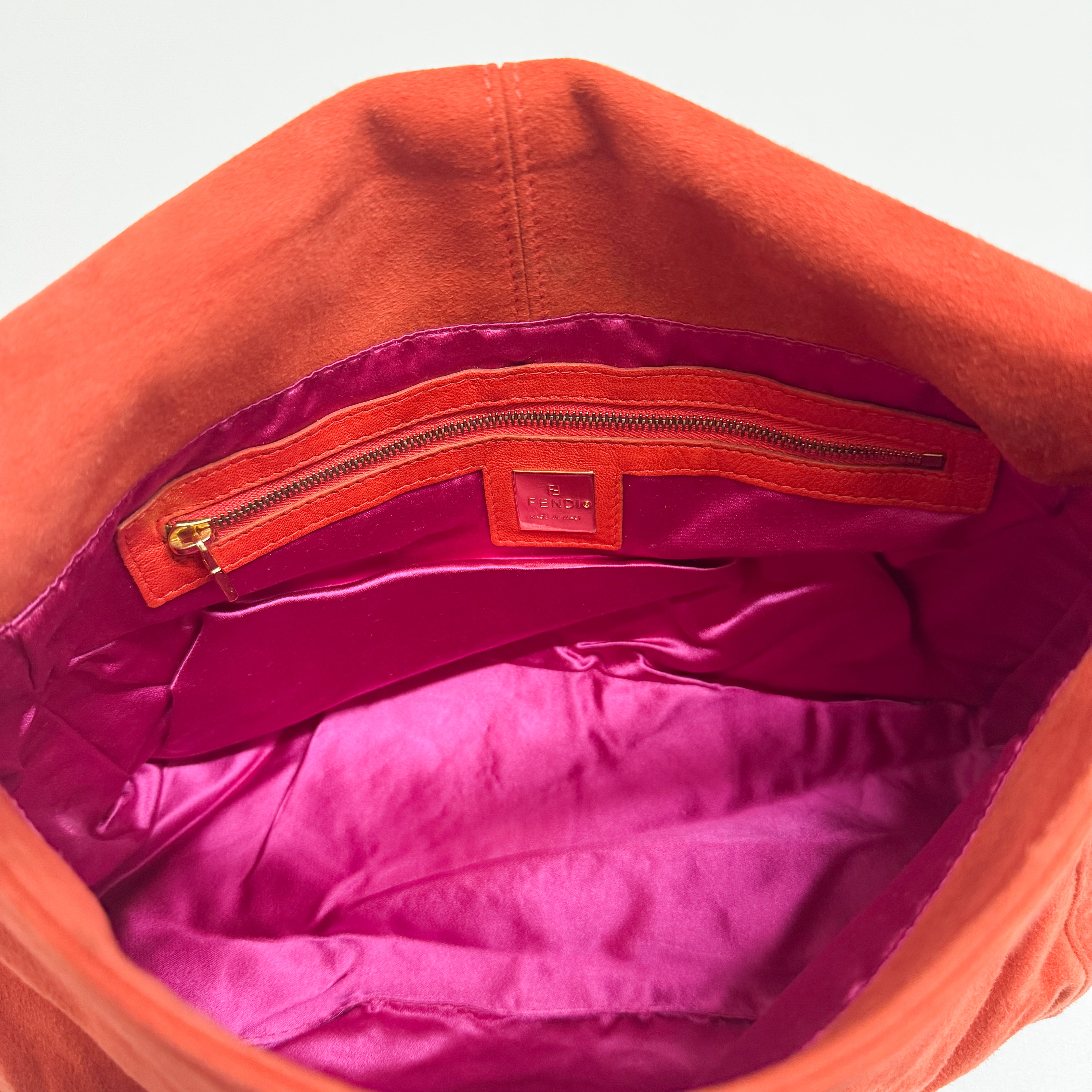 Mamma Baguette Orange Suede Shoulder Bag