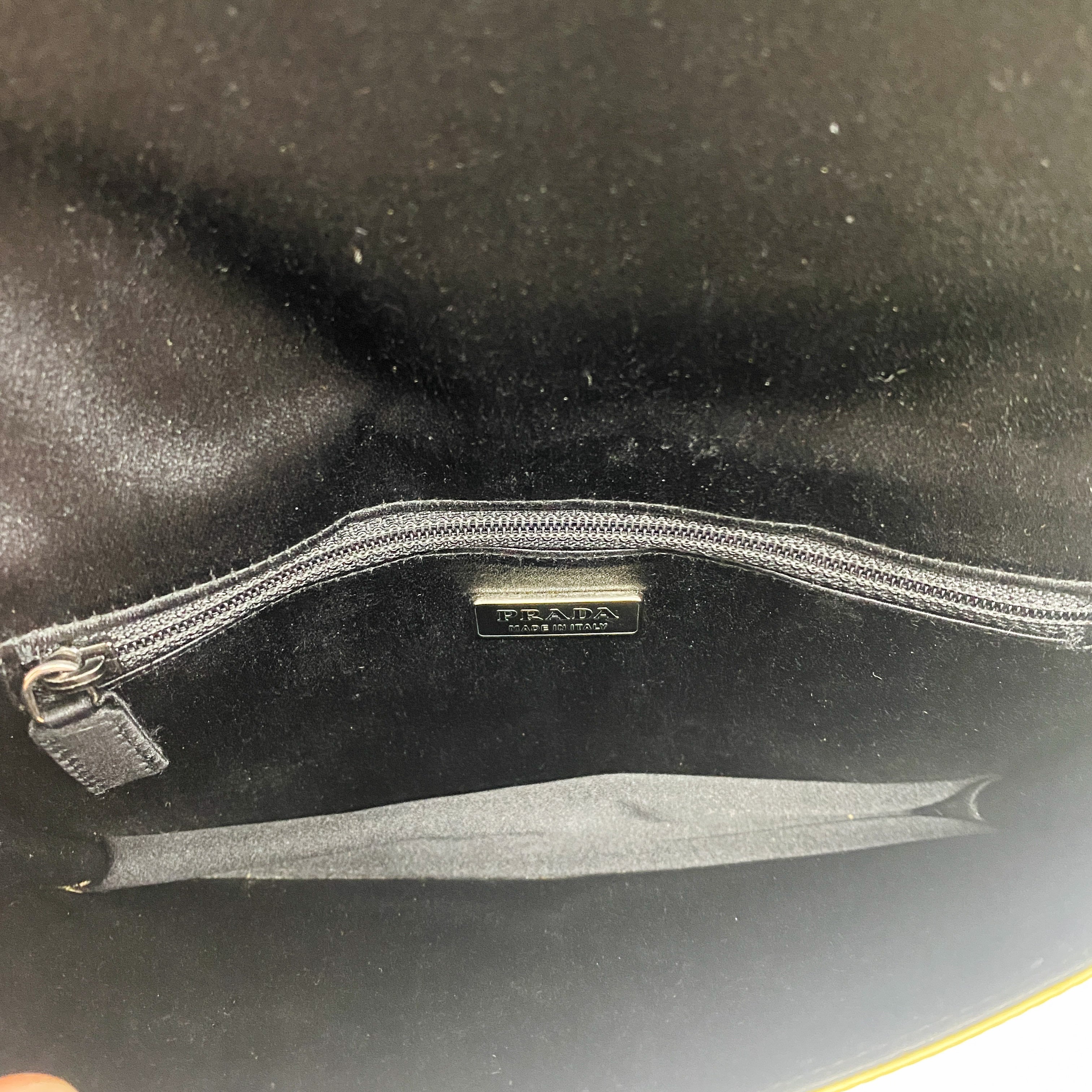 Vintage Yellow Satin Shoulder Bag