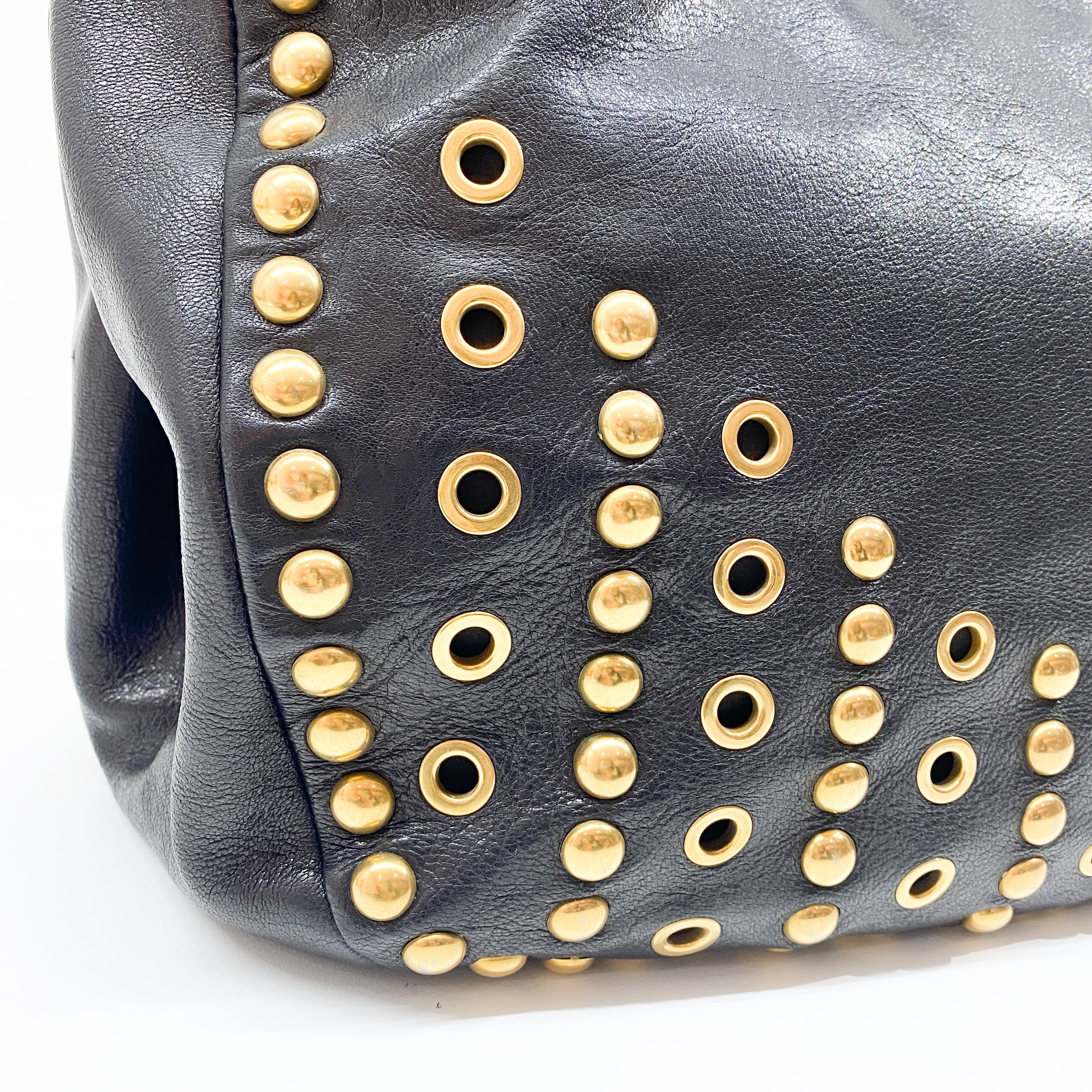 Vintage Black Gold Studded Leather Bag