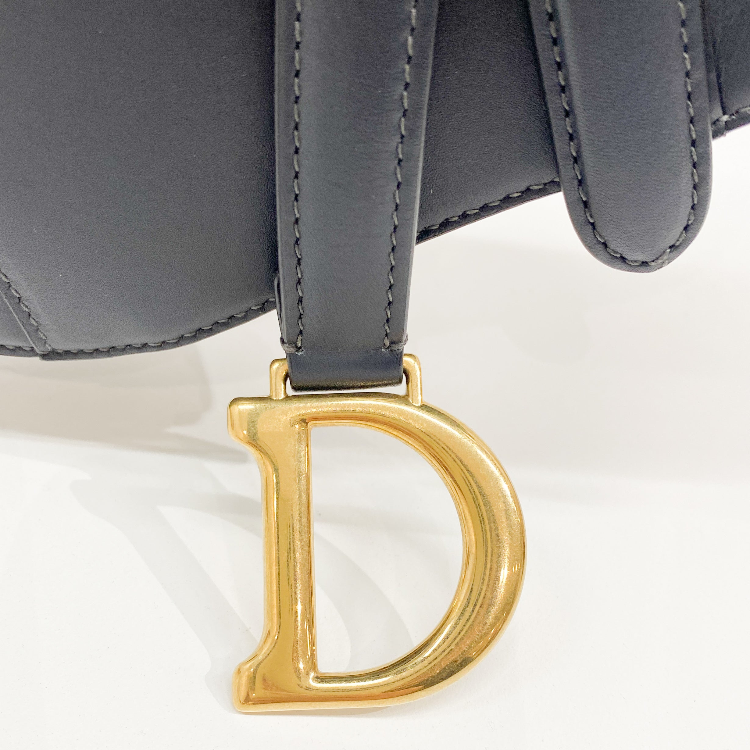 Navy Leather Saddle Bag