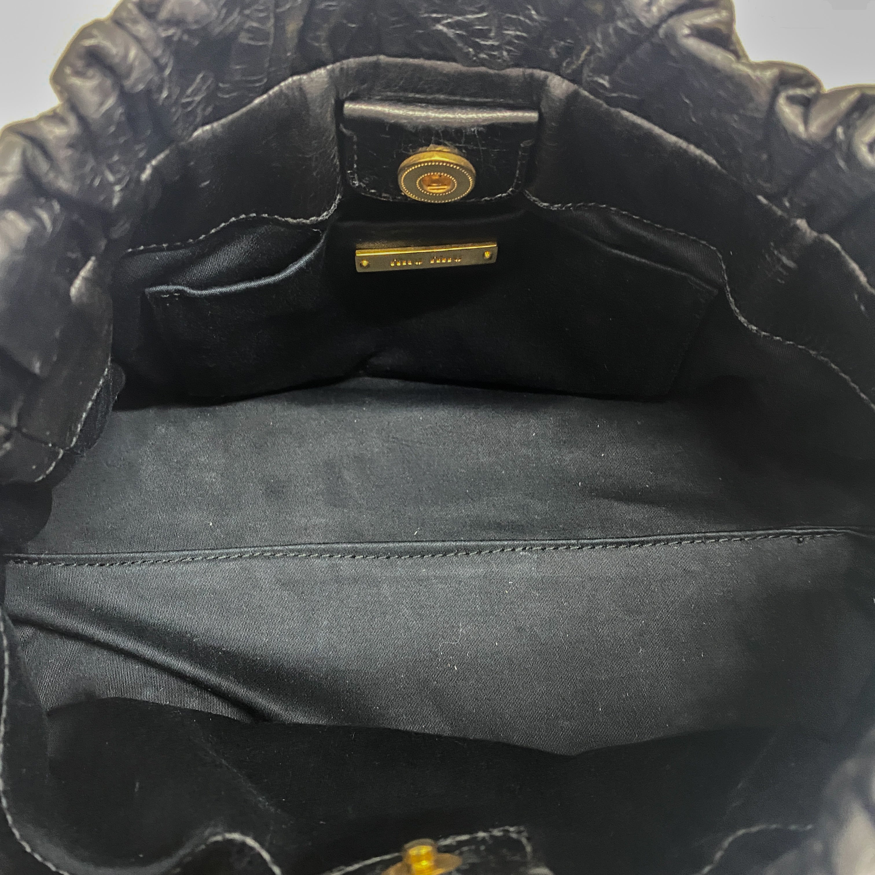 Mini Vitello Black Calfskin Leather Two Way Bag