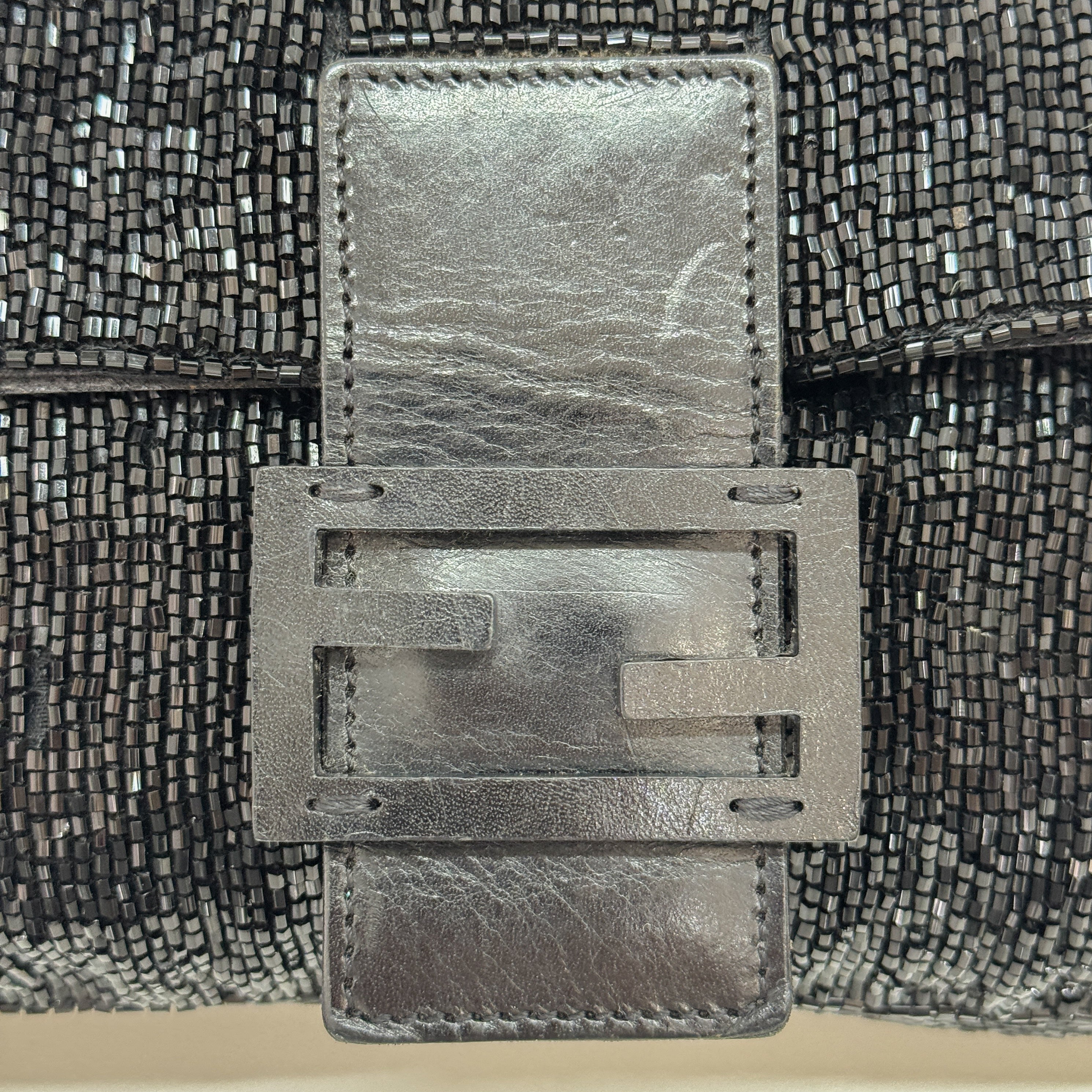 Baguette Black Beading Shoulder Bag