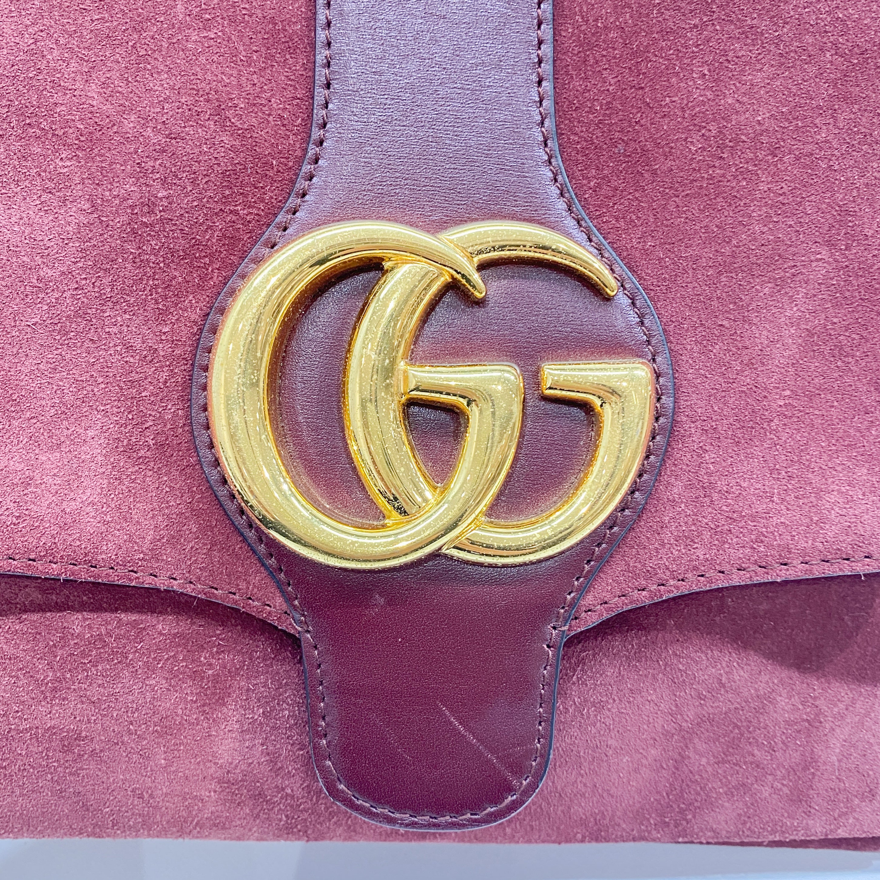 GG Marmont Red Suede Shoulder Bag