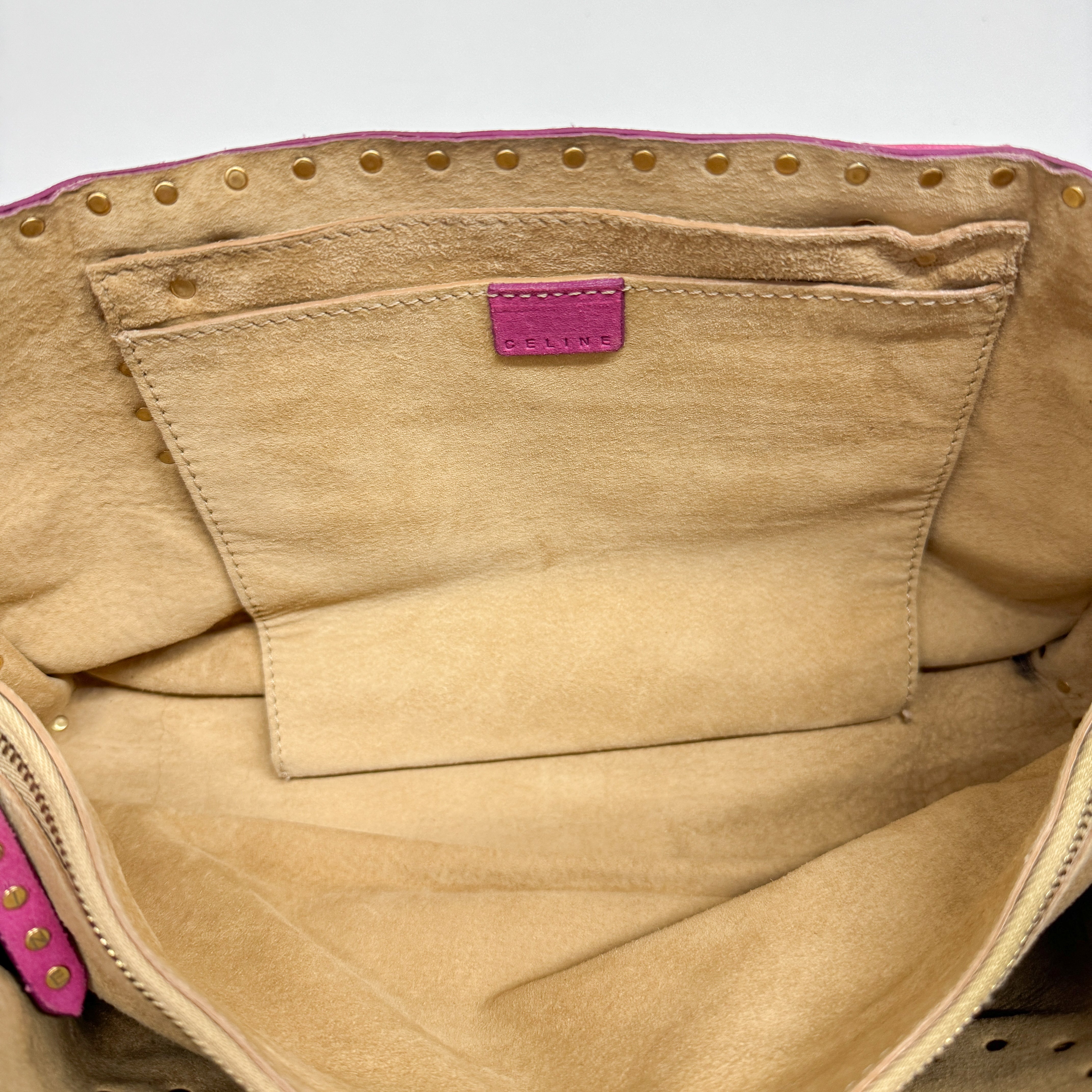 Boogie Pink Studded Suede Hand Bag