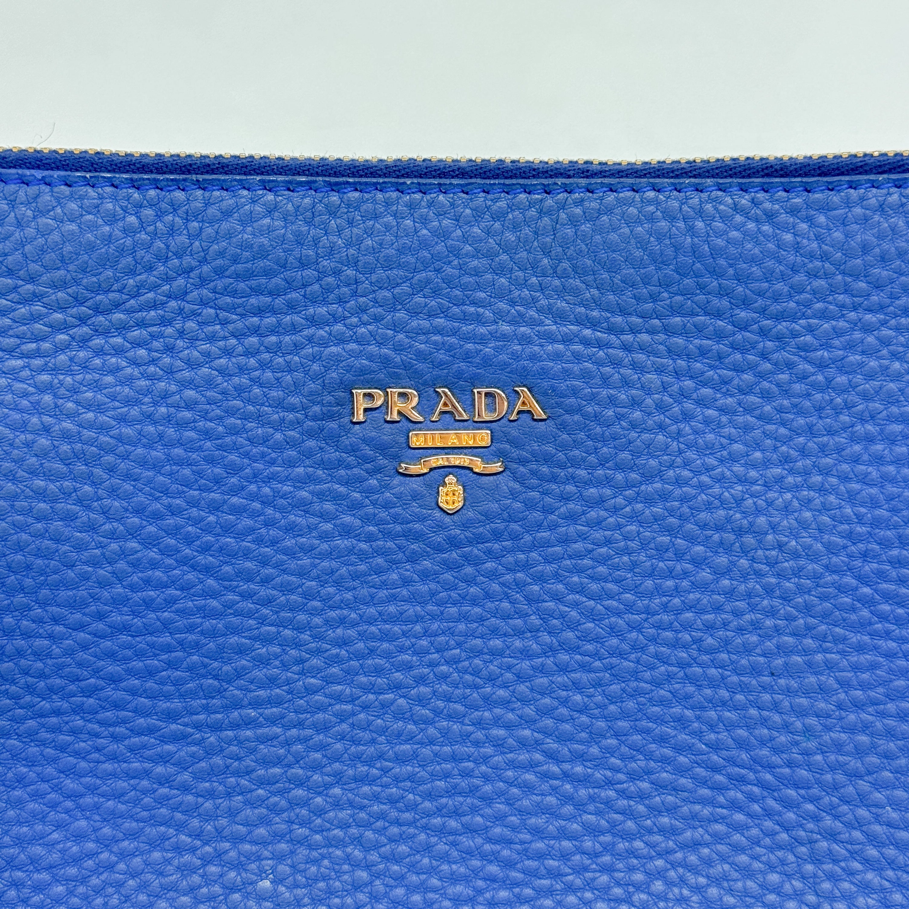 Blue Leather Mini Handle Bag