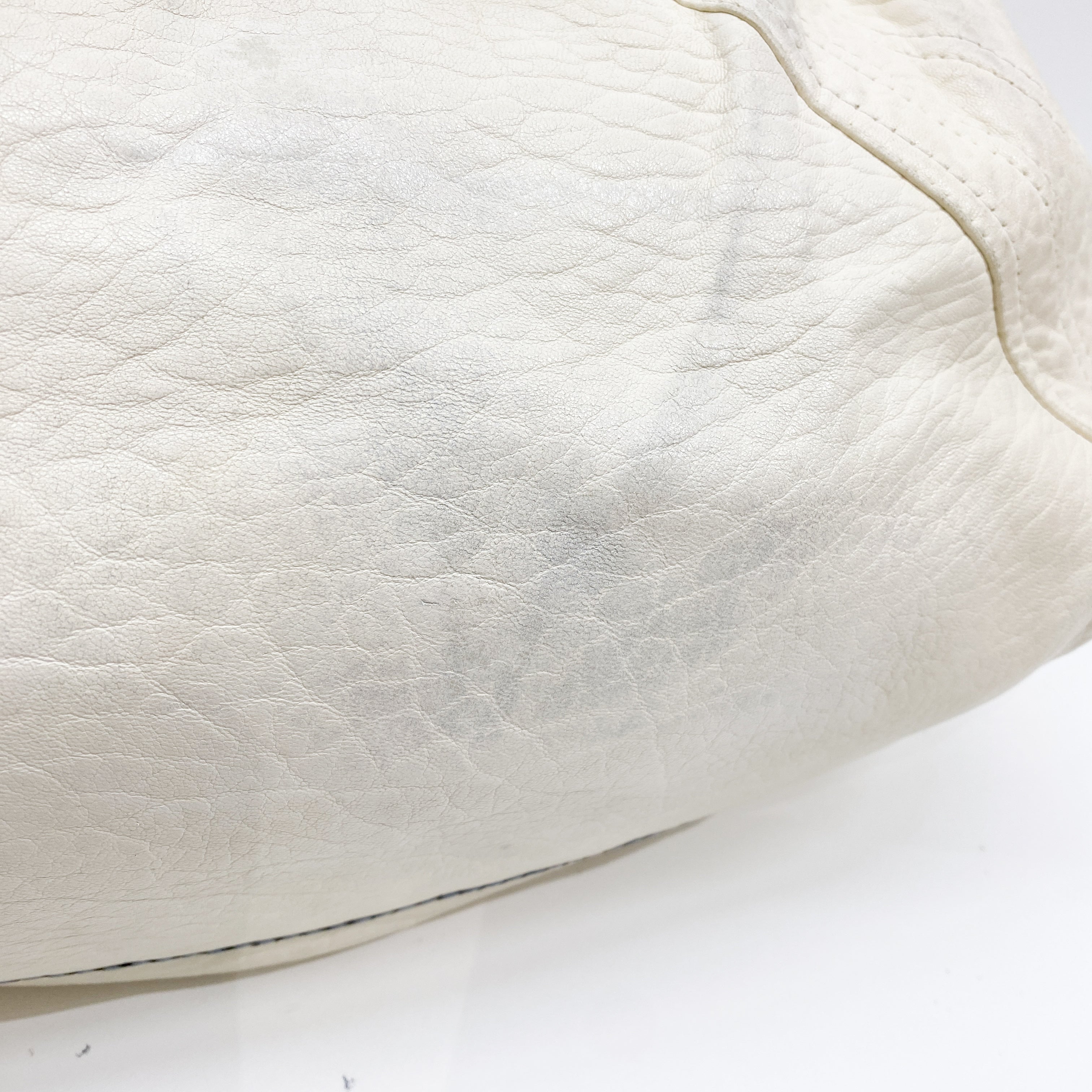 Vintage White Basket Leather Hand Bag