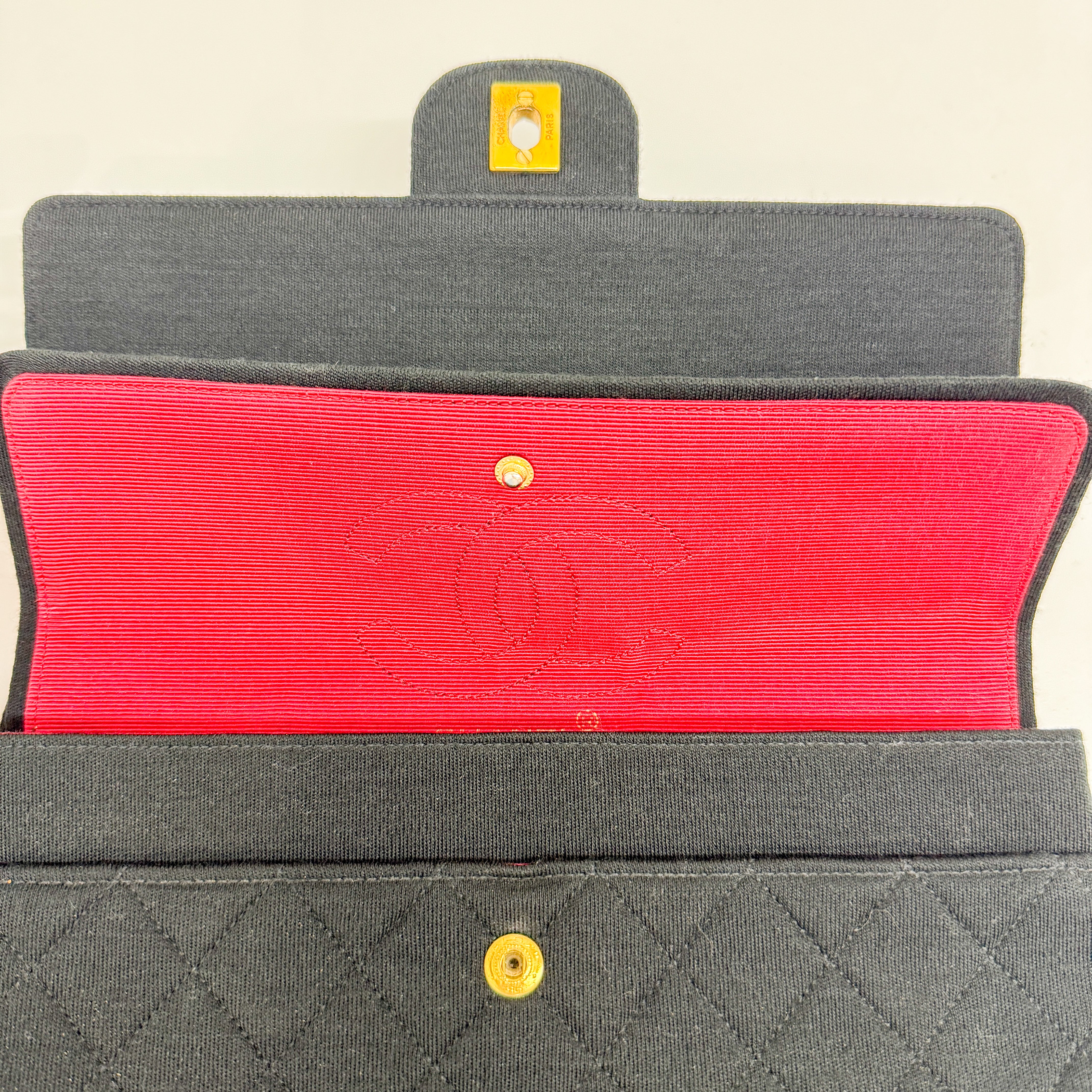 Timeless Double Flap Black Cotton Shoulder Bag