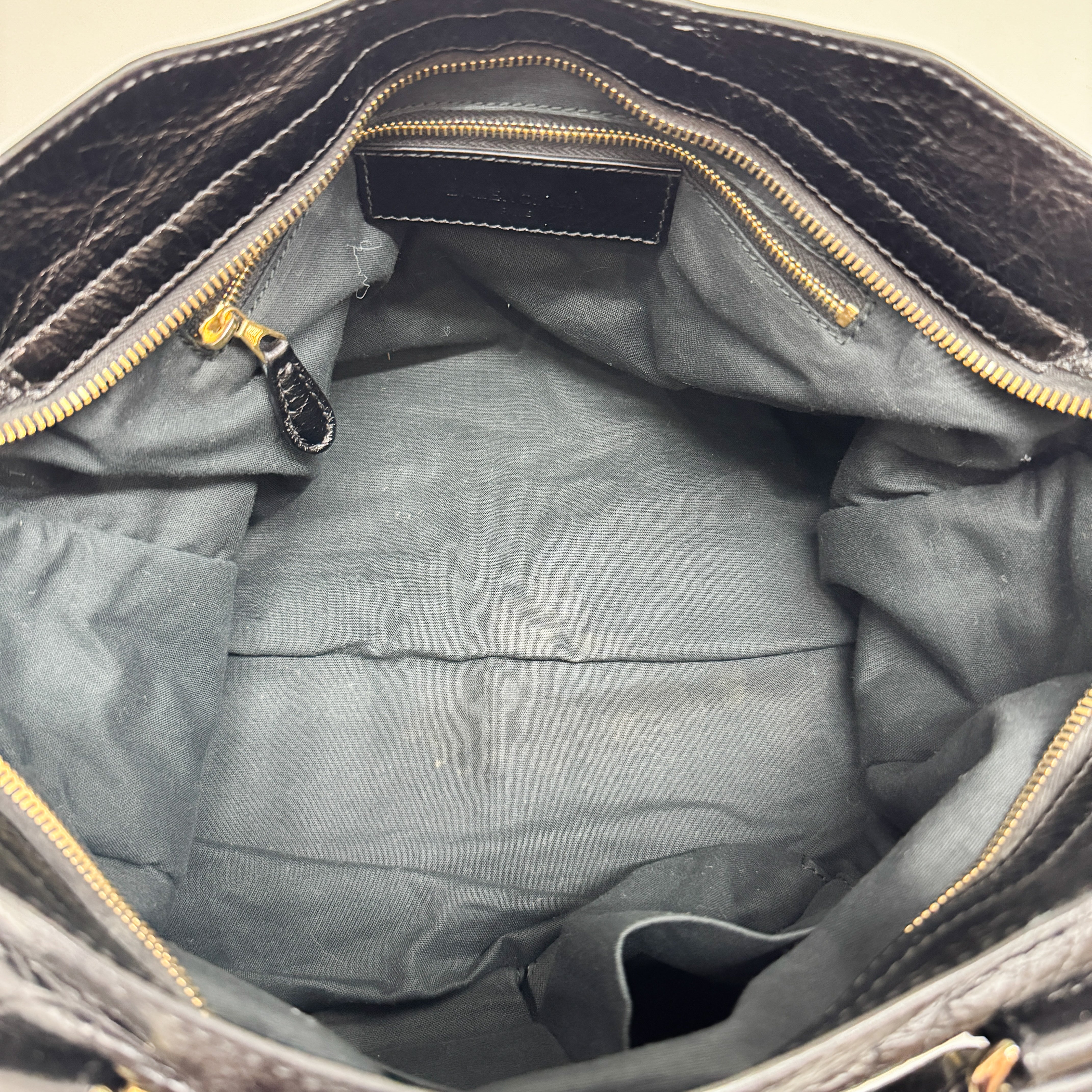 The City Black Calfskin Leather Two Way Bag