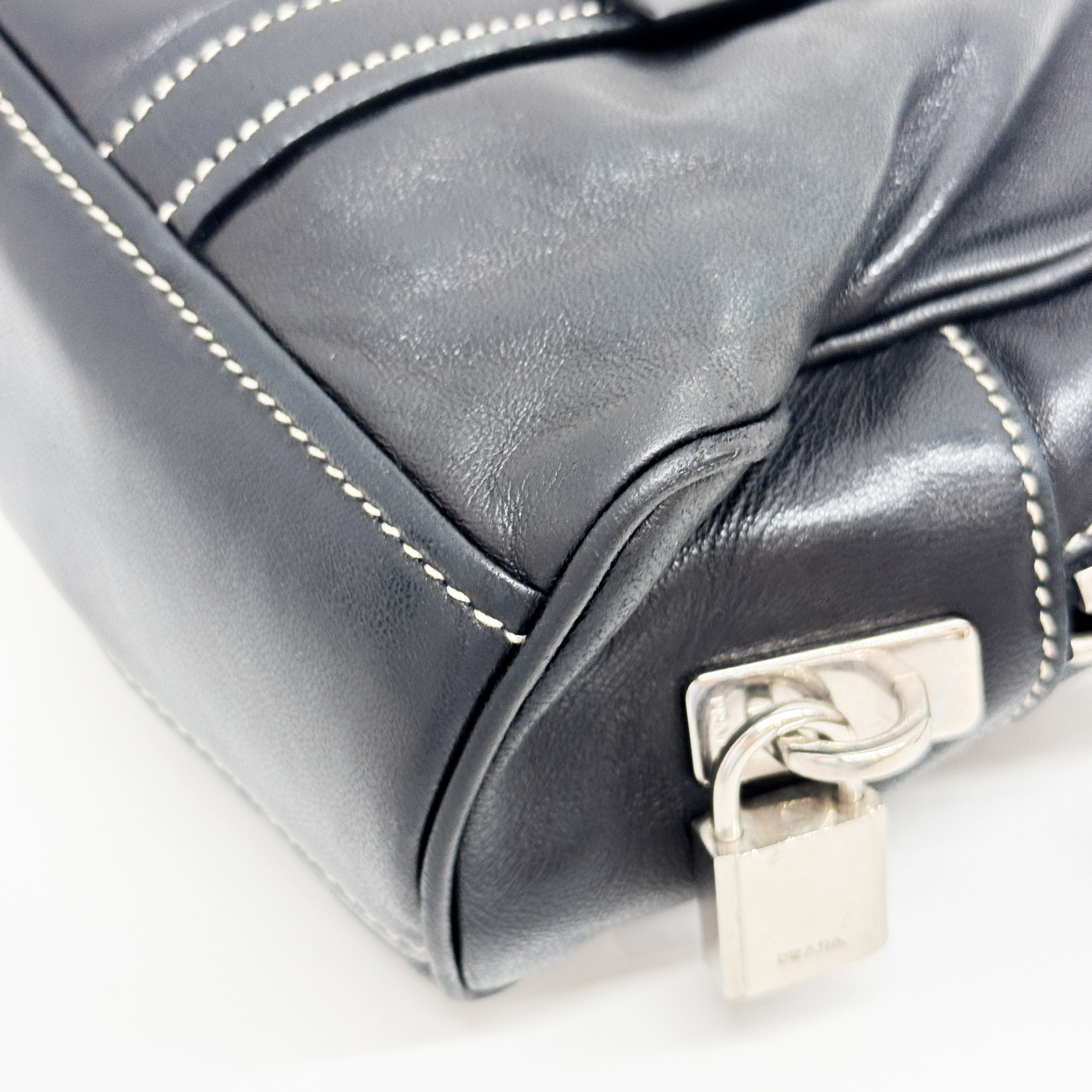 Nappa Hydra Black Leather Hand Bag
