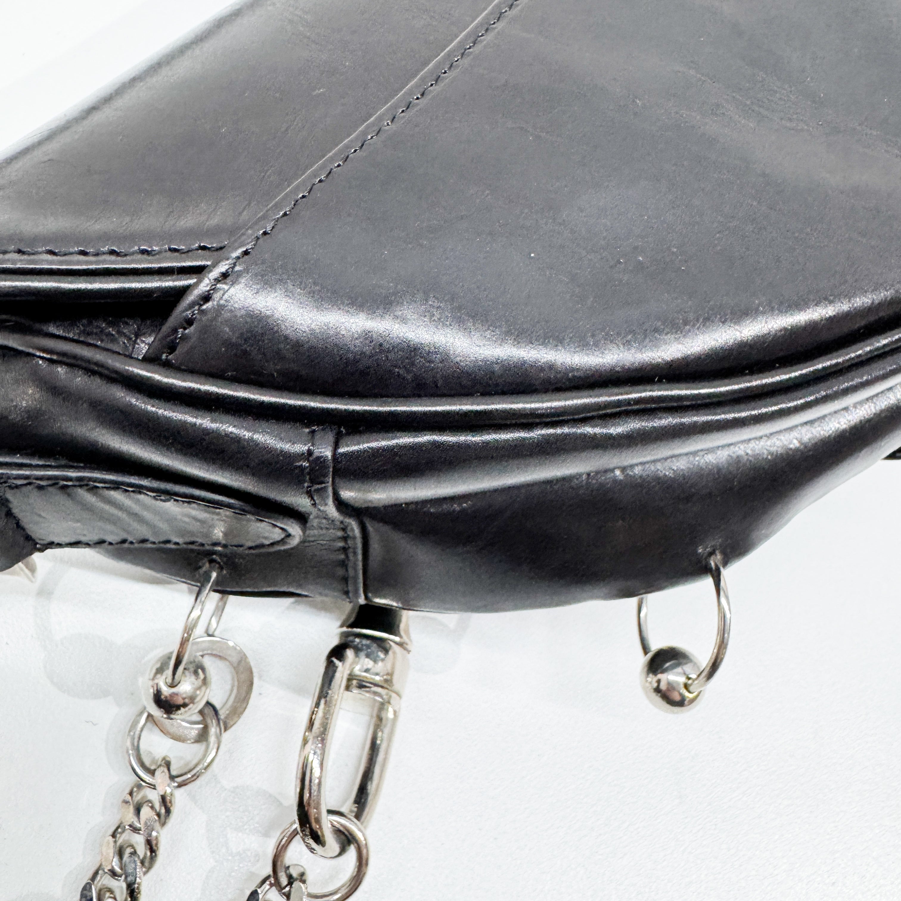 Hardcore Piercing Black Leather Shoulder Bag
