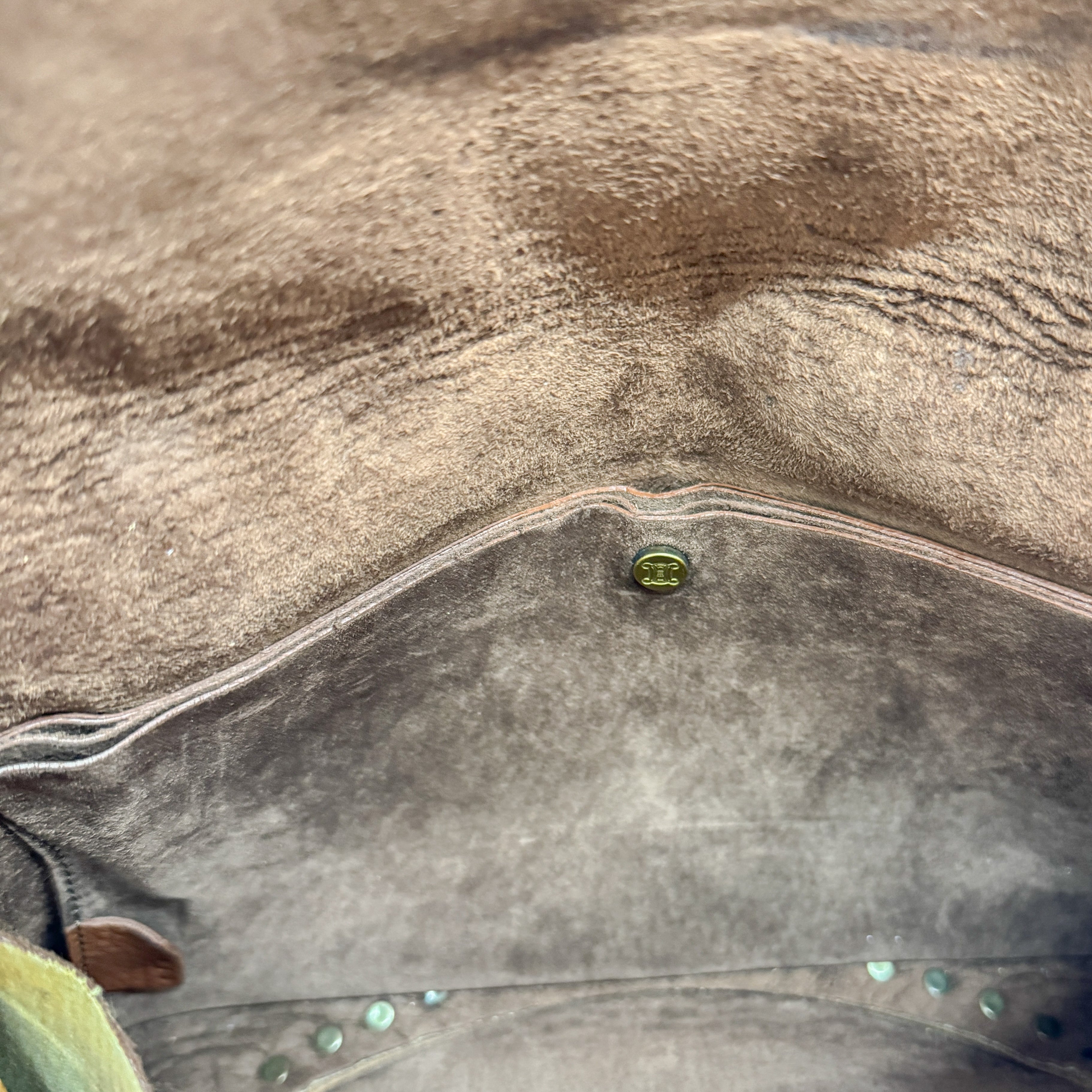 Vintage Brown Studded Leather Shoulder Bag