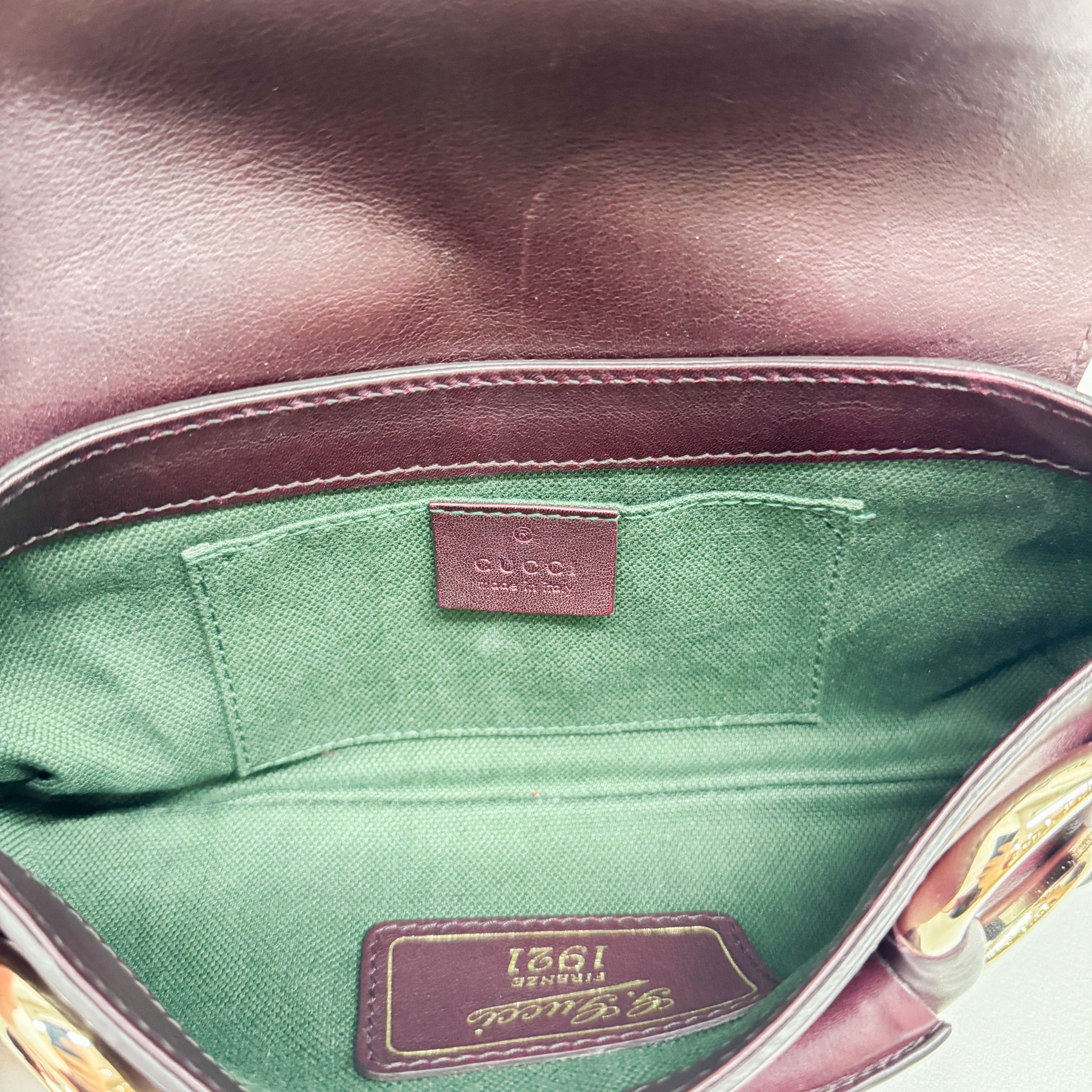 Horsebit Burgundy Ombrė Leather Shoulder Bag