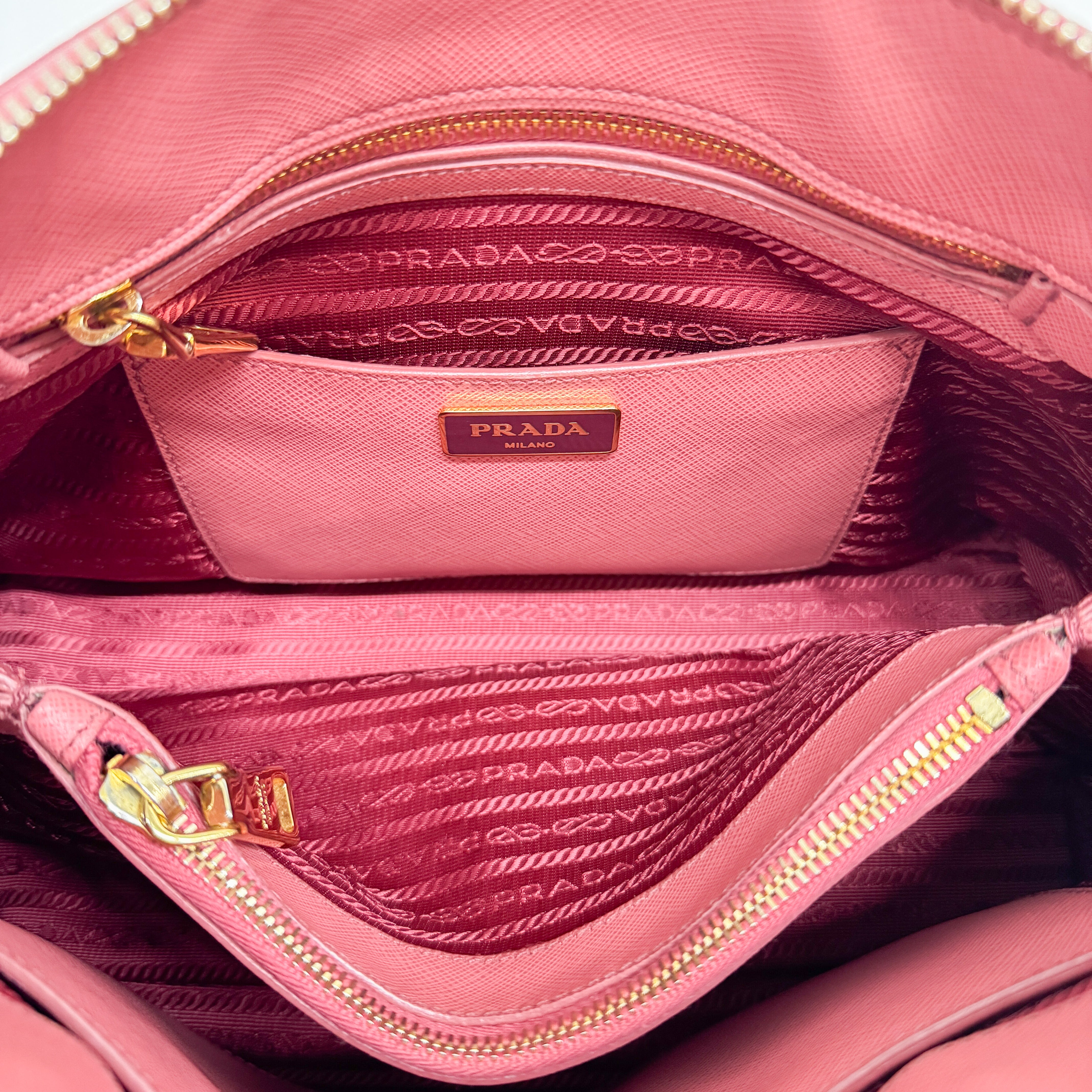Saffiano Lux Pink Leather Two Way Bag