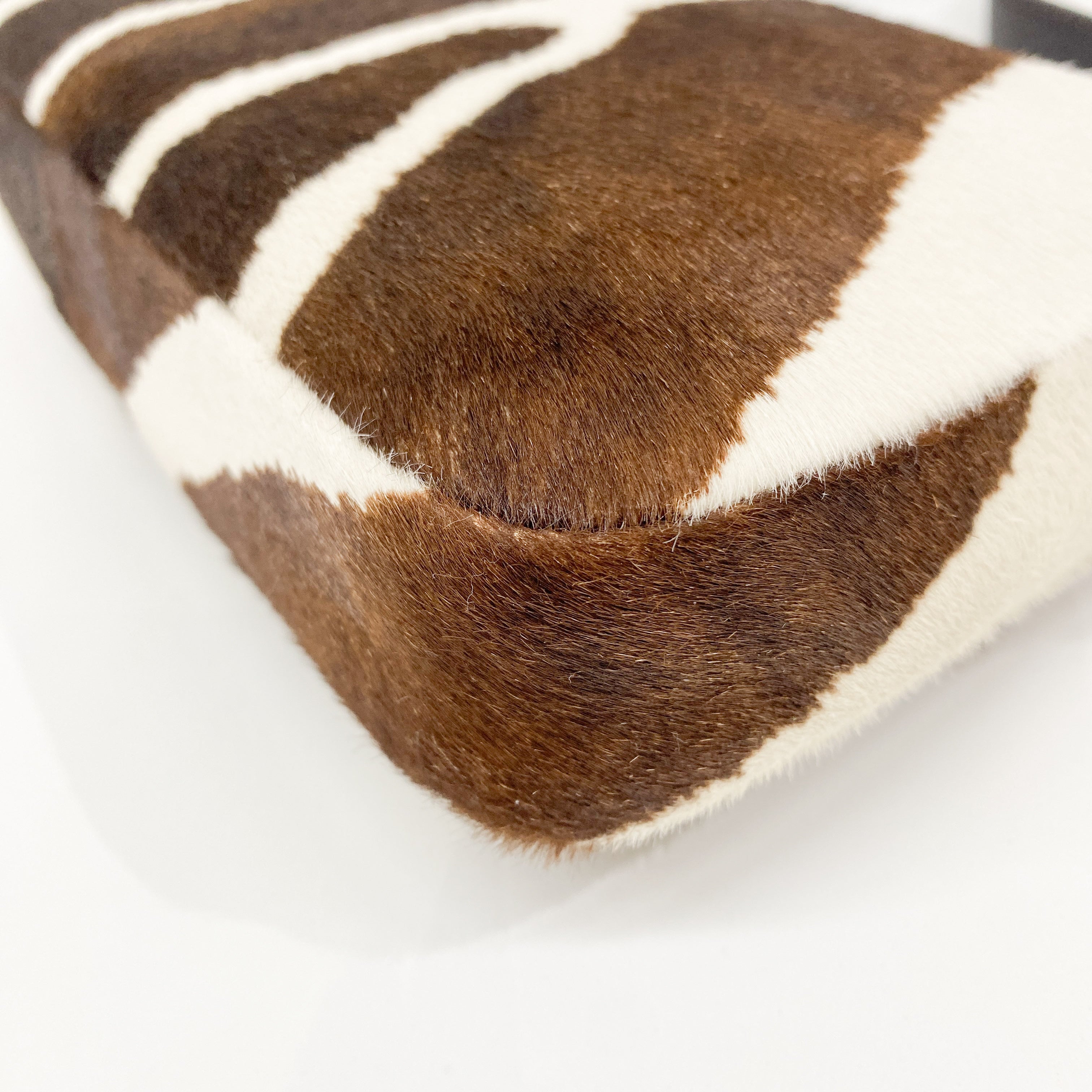 Baguette Brown Zebra Print Pony Hair Shoulder Bag