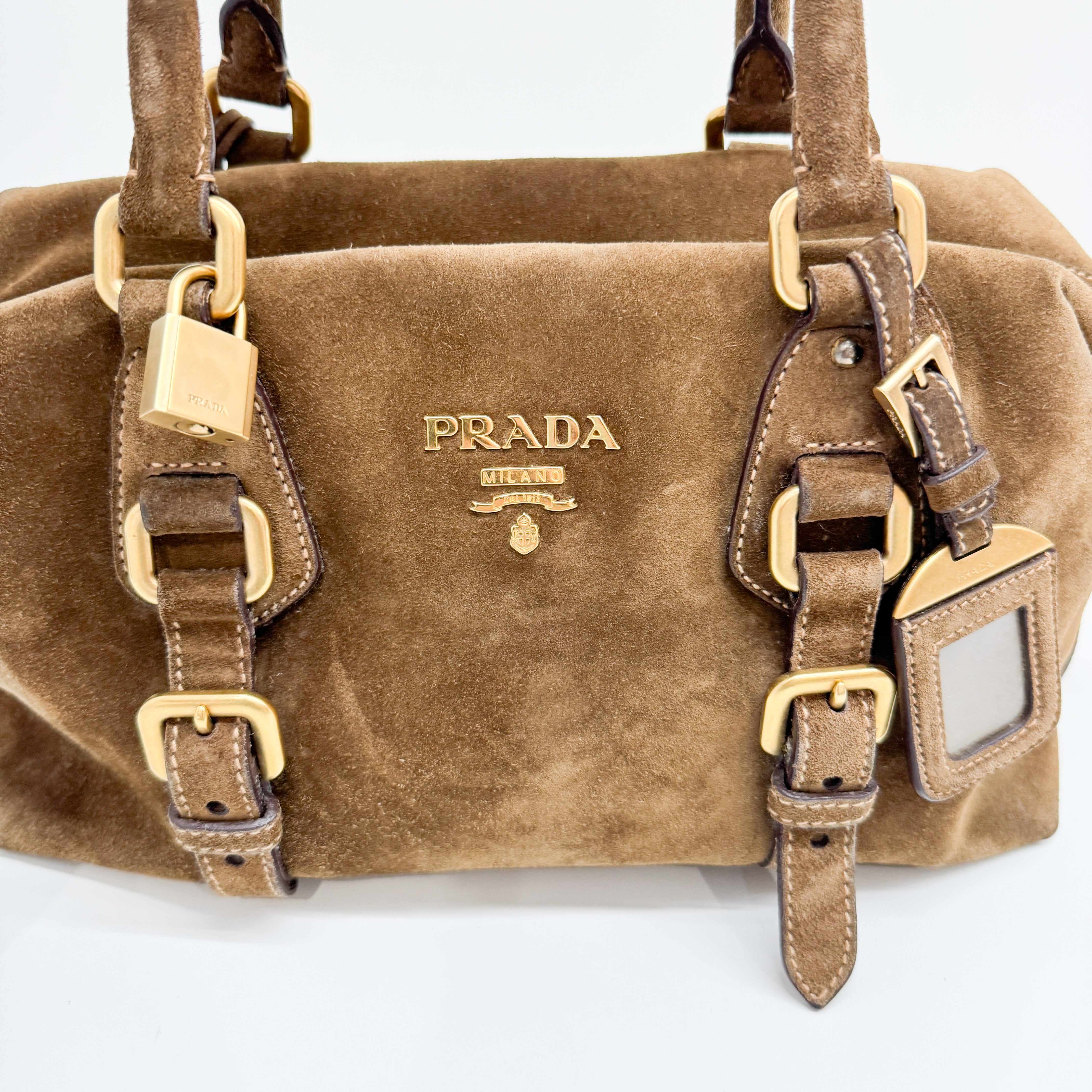 Vintage Brown Suede Hand Bag