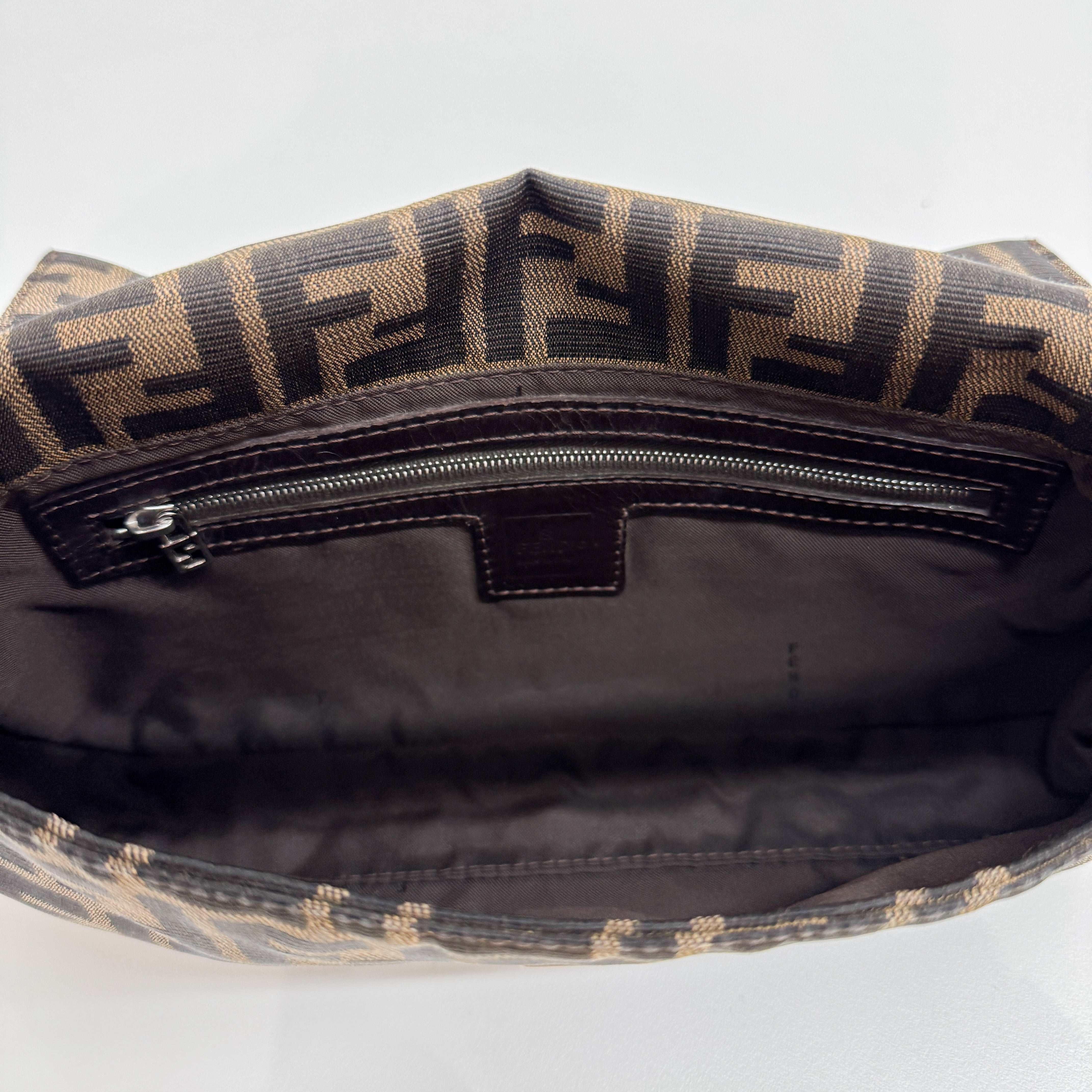 Zucca Baguette Brown Canvas Shoulder Bag