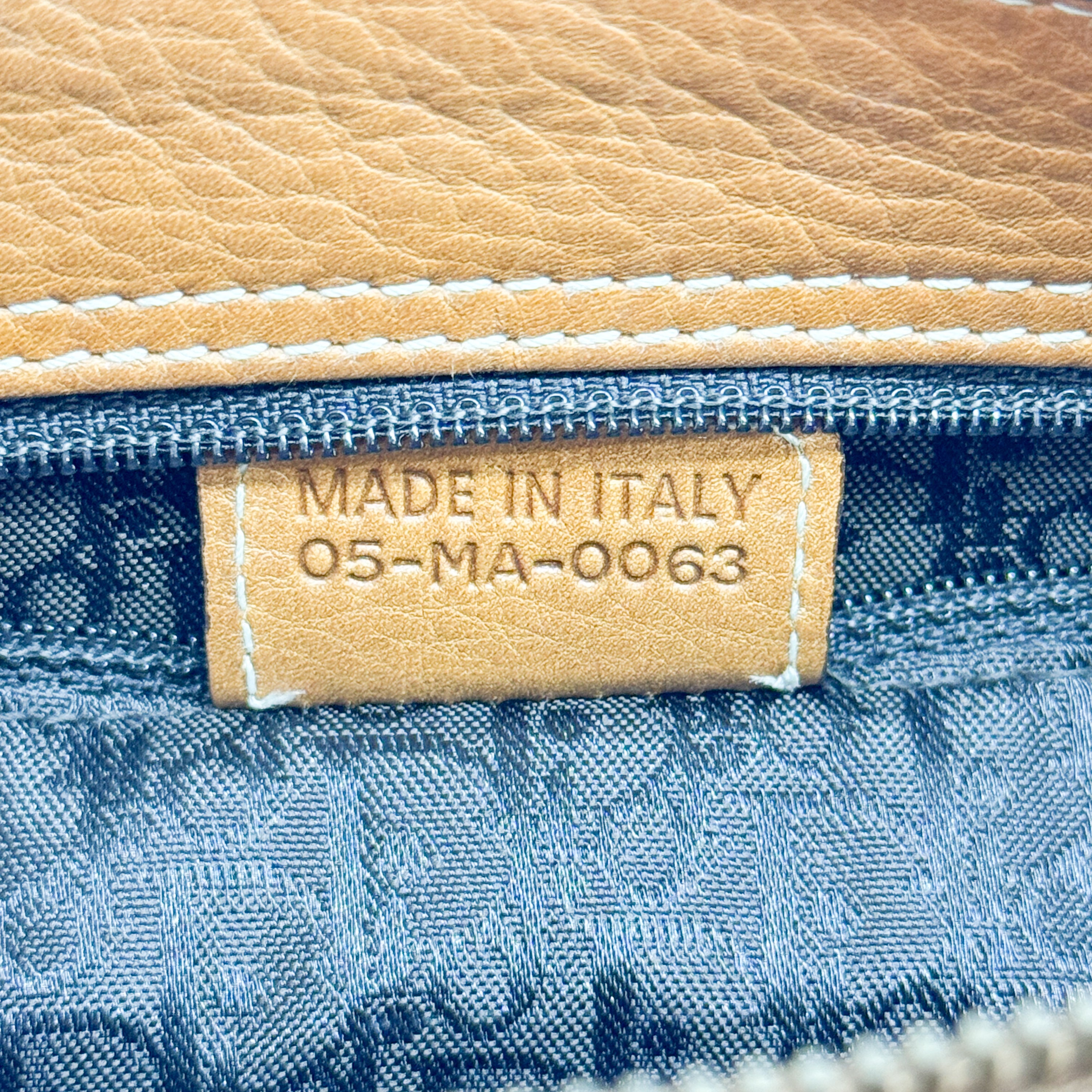 Caramel Brown Leather with Logo Charm Shoulder Bag