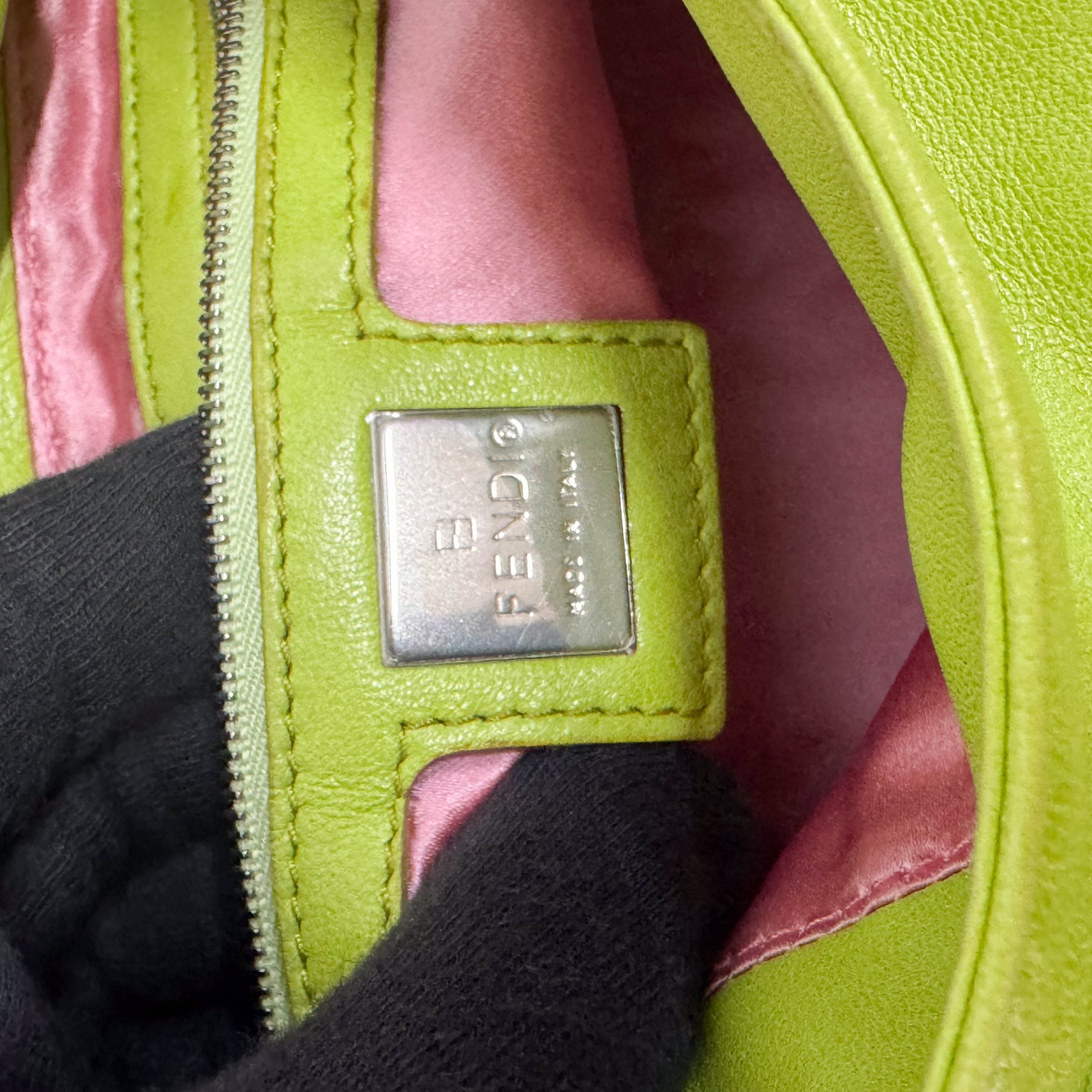 Mamma Baguette Green Nappa Leather Shoulder Bag