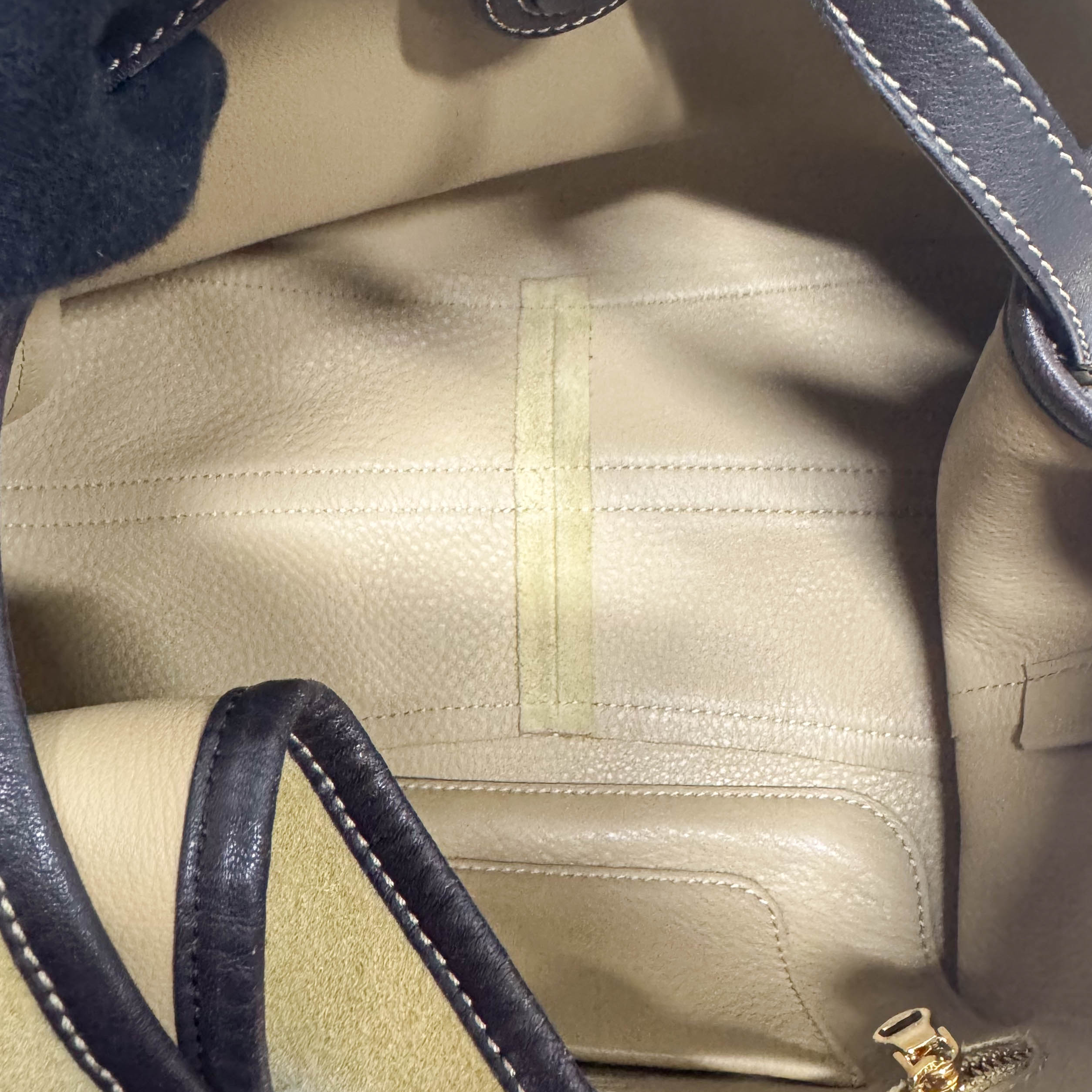 Anagram Beige Suede Shoulder Bag