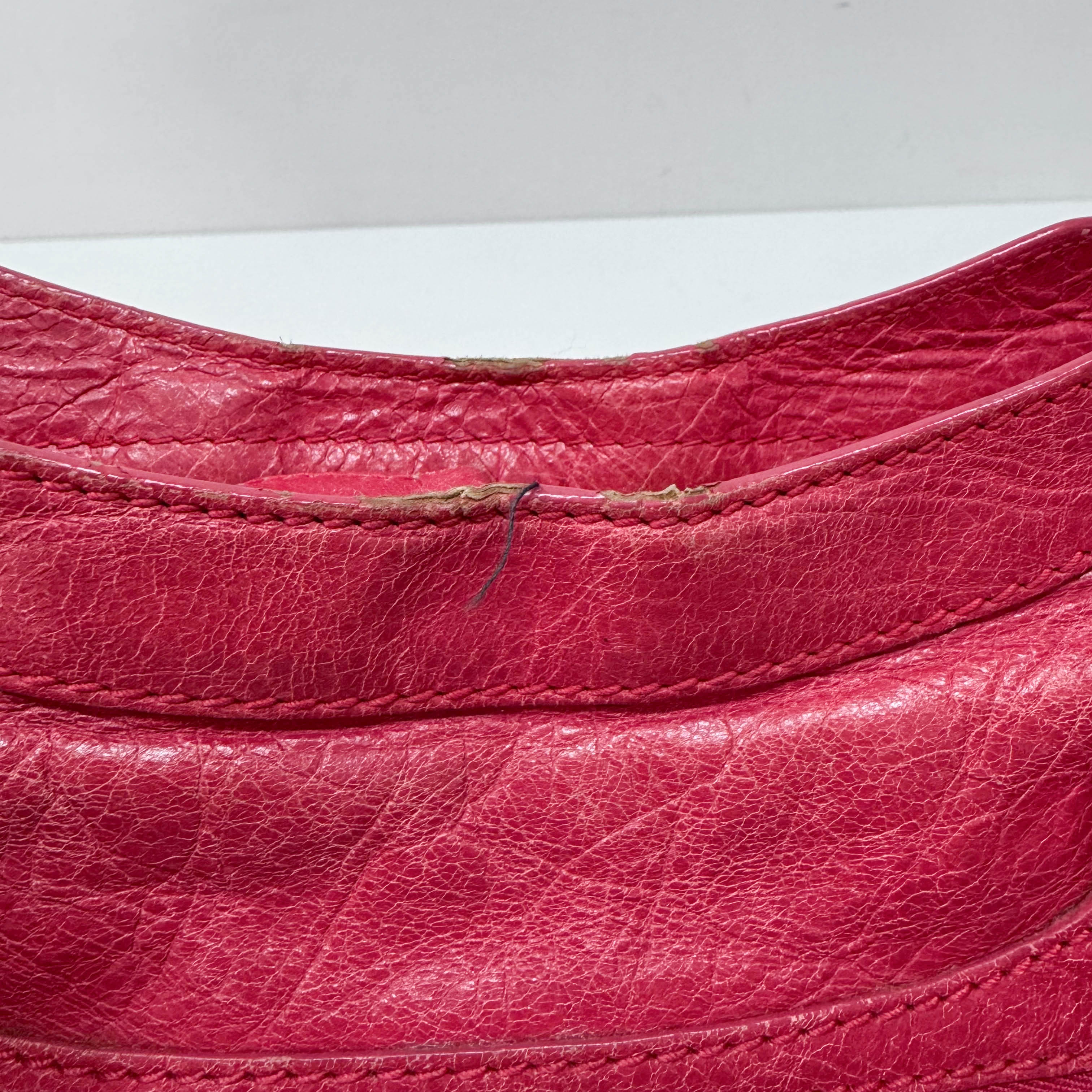 City Magenta Leather Top Handle Bag