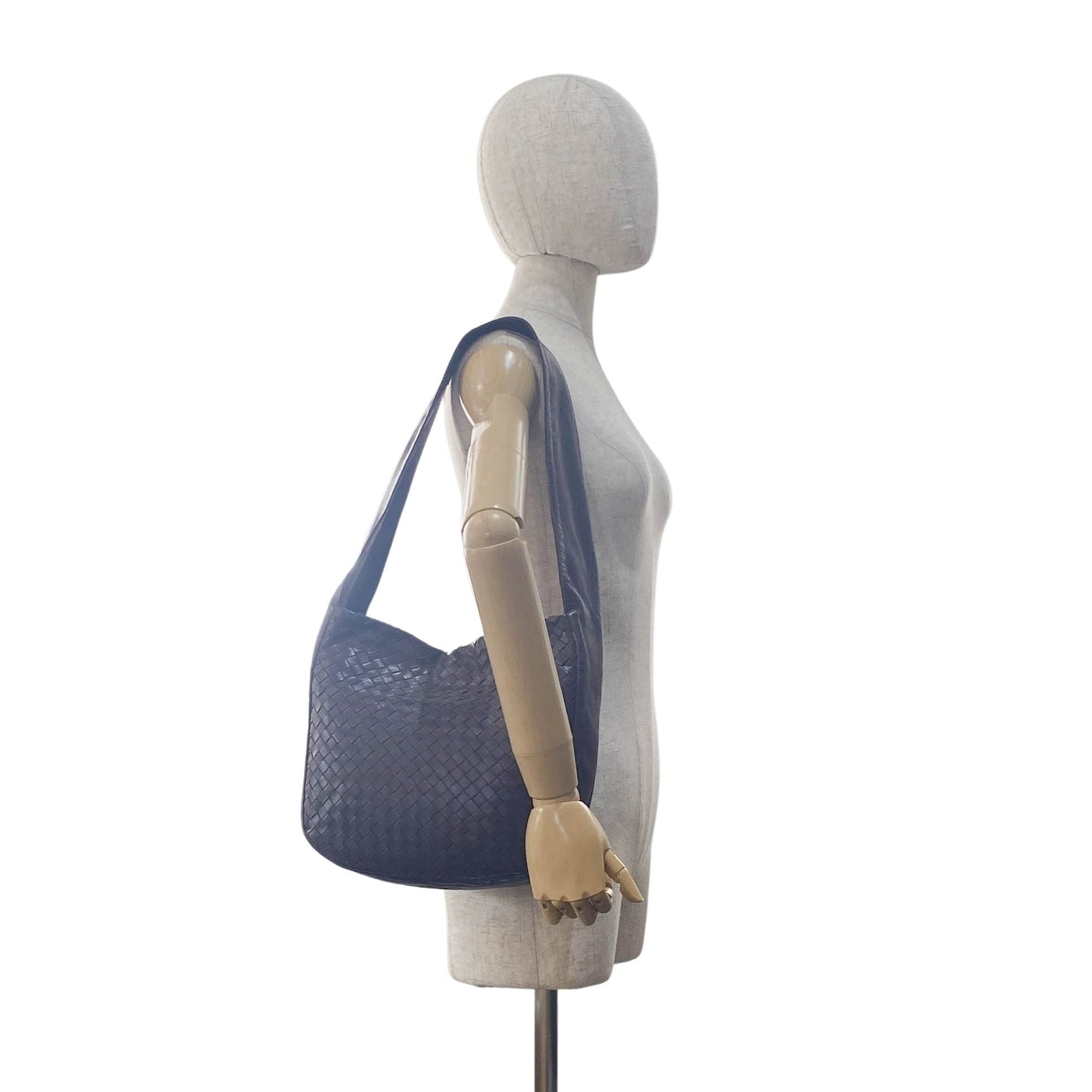 Intrecciato Brown Leather Shoulder Bag