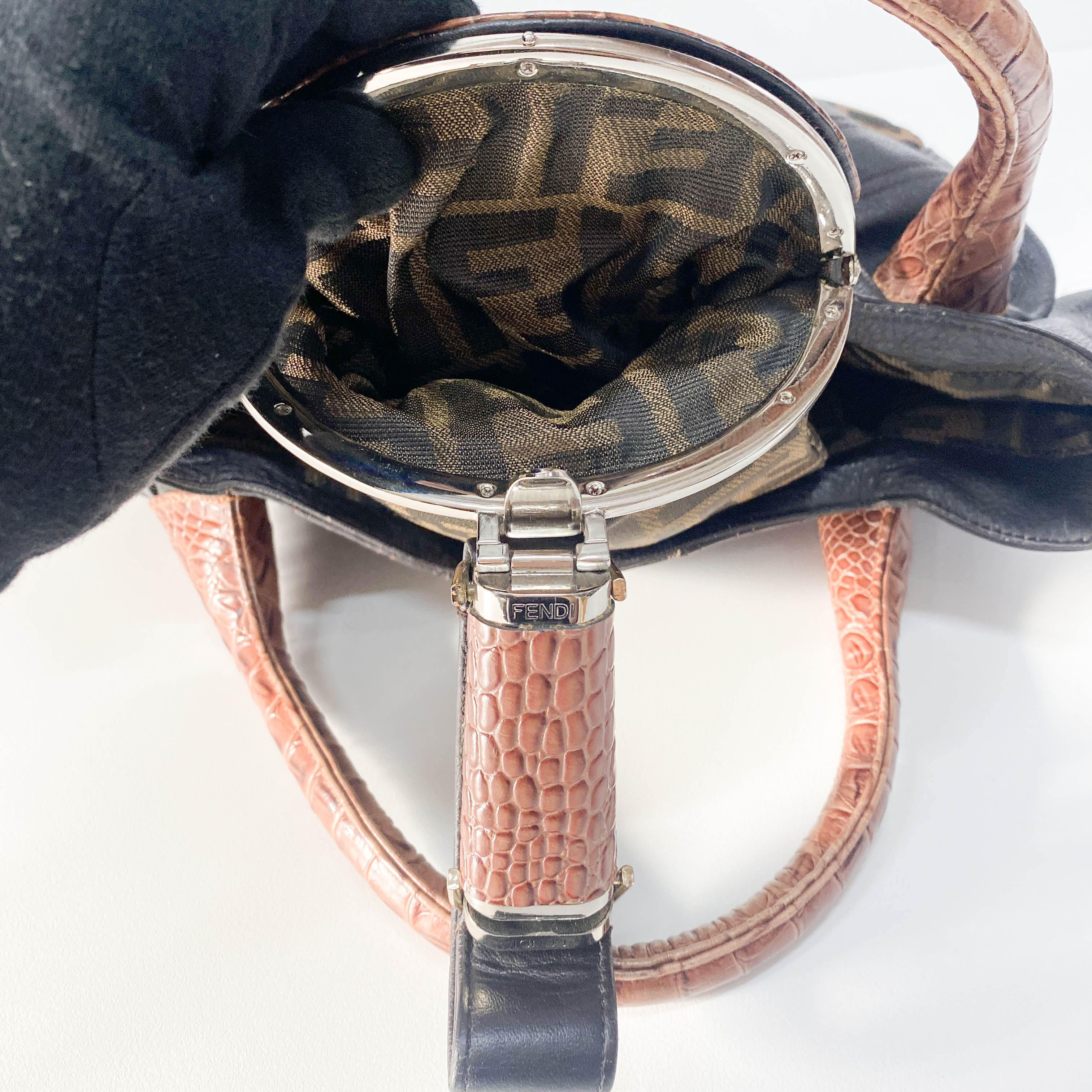 Spy Zucca Canvas & Leather Shoulder Bag