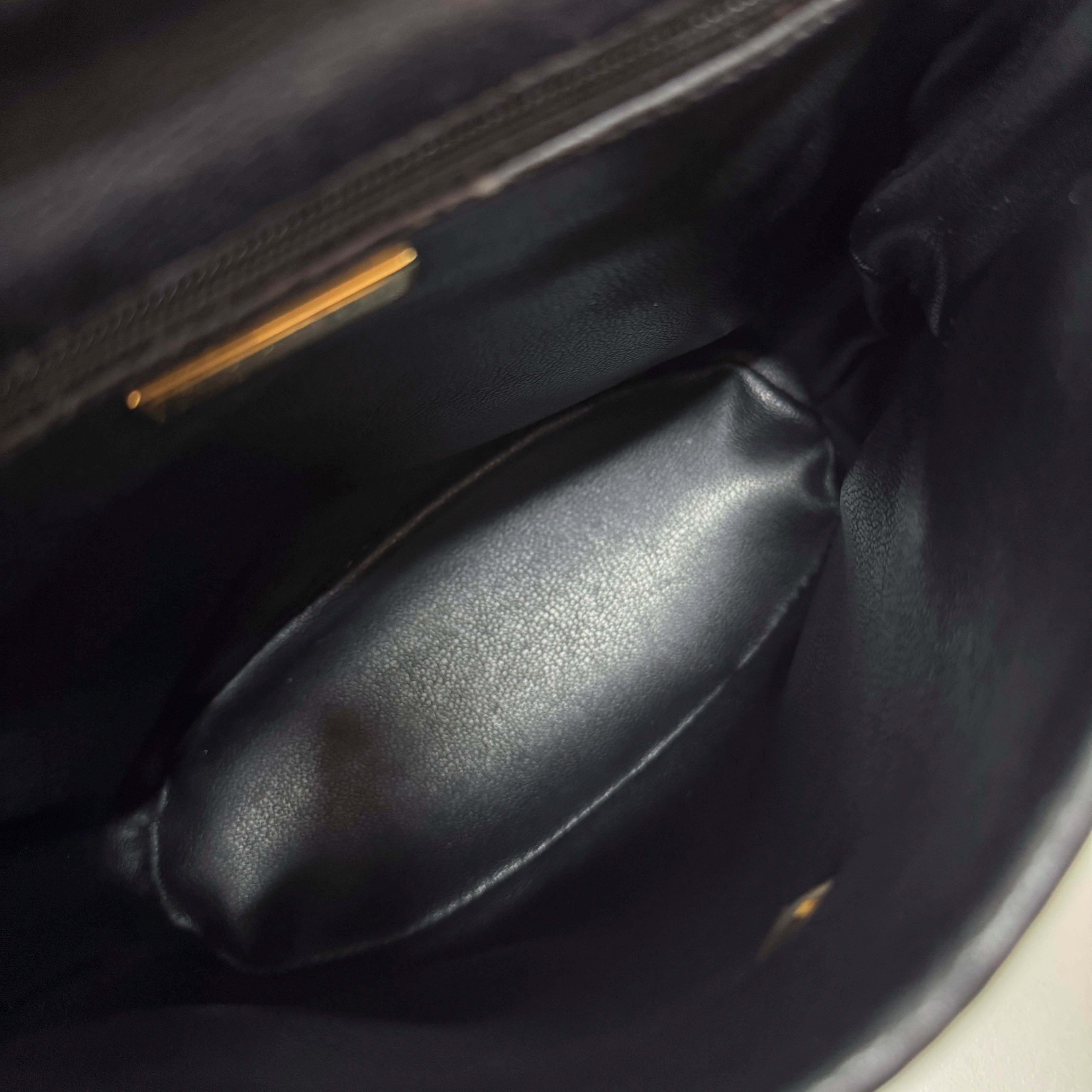 Black Leather Top Handle Bag