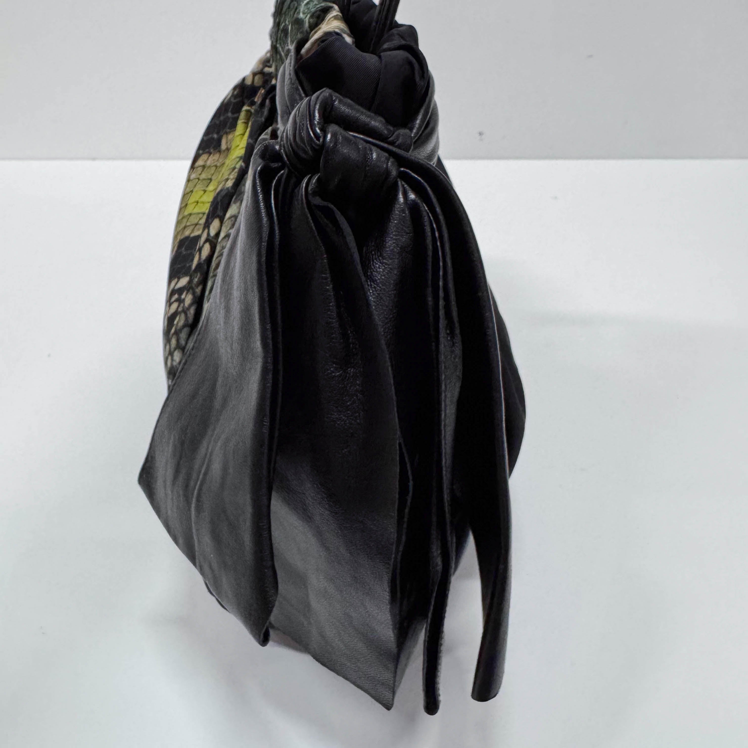 Green Snakeprint Nylon Shoulder Bag