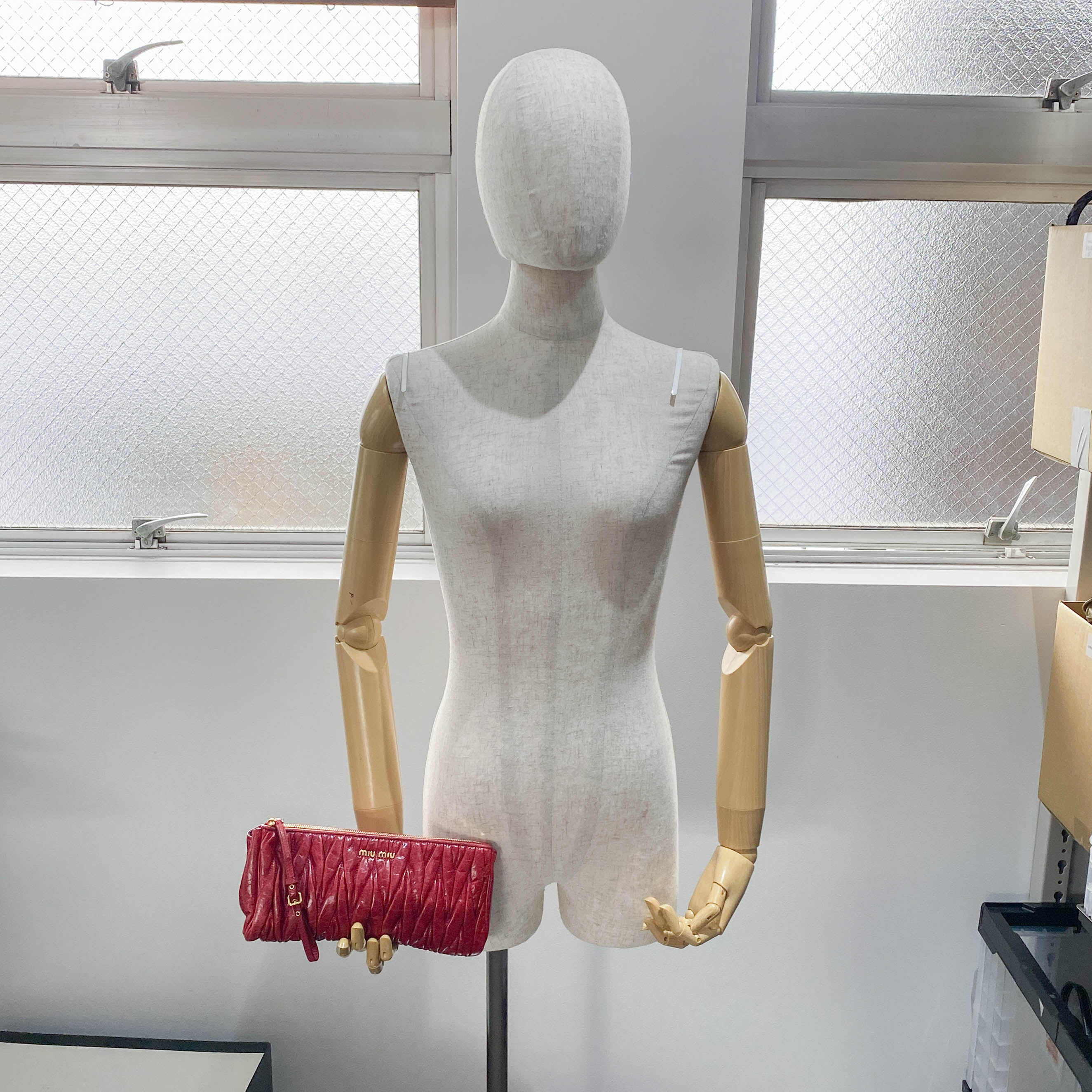 Red Leather Accessory Pouch