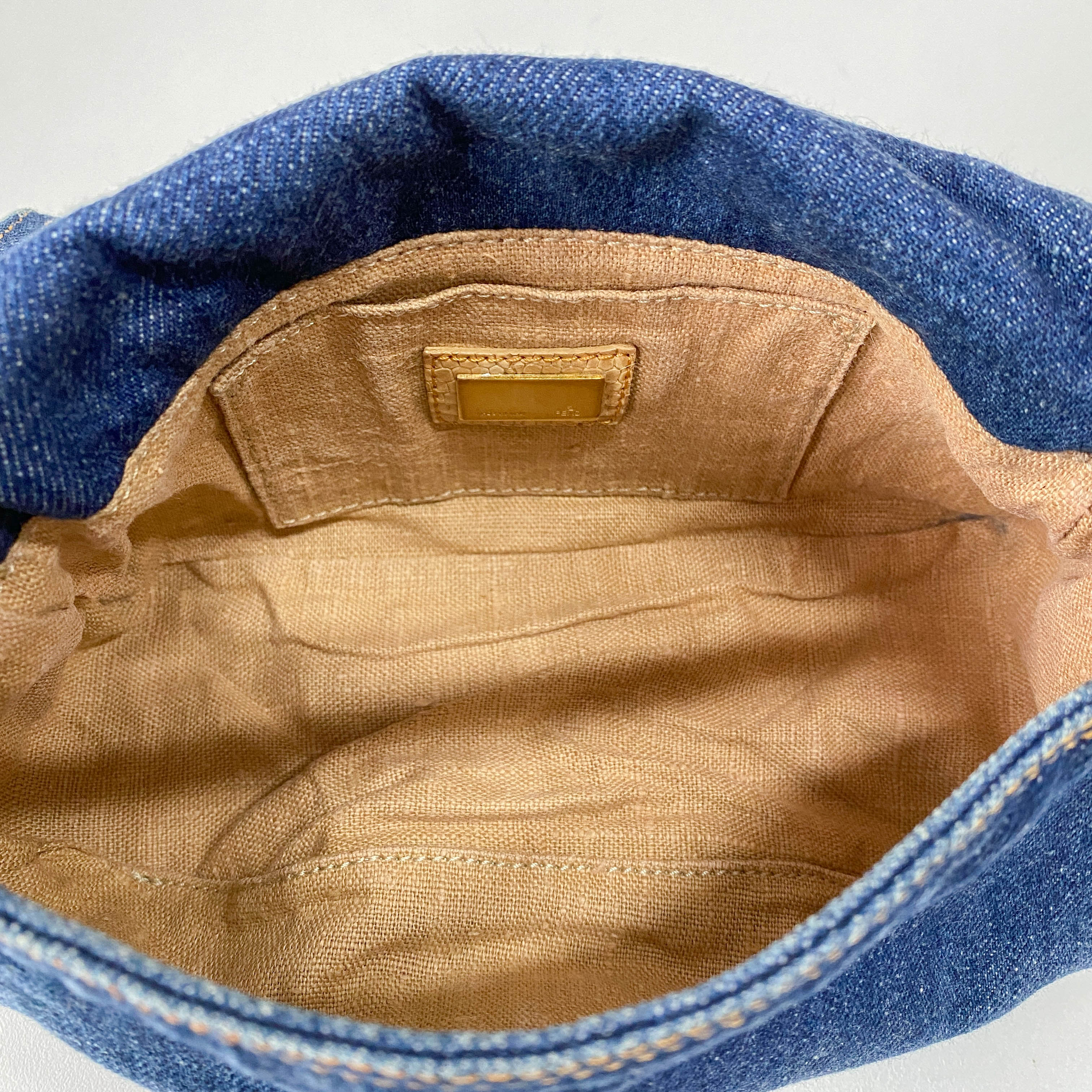 Mini Mamma Baguette Blue Denim Shoulder Bag
