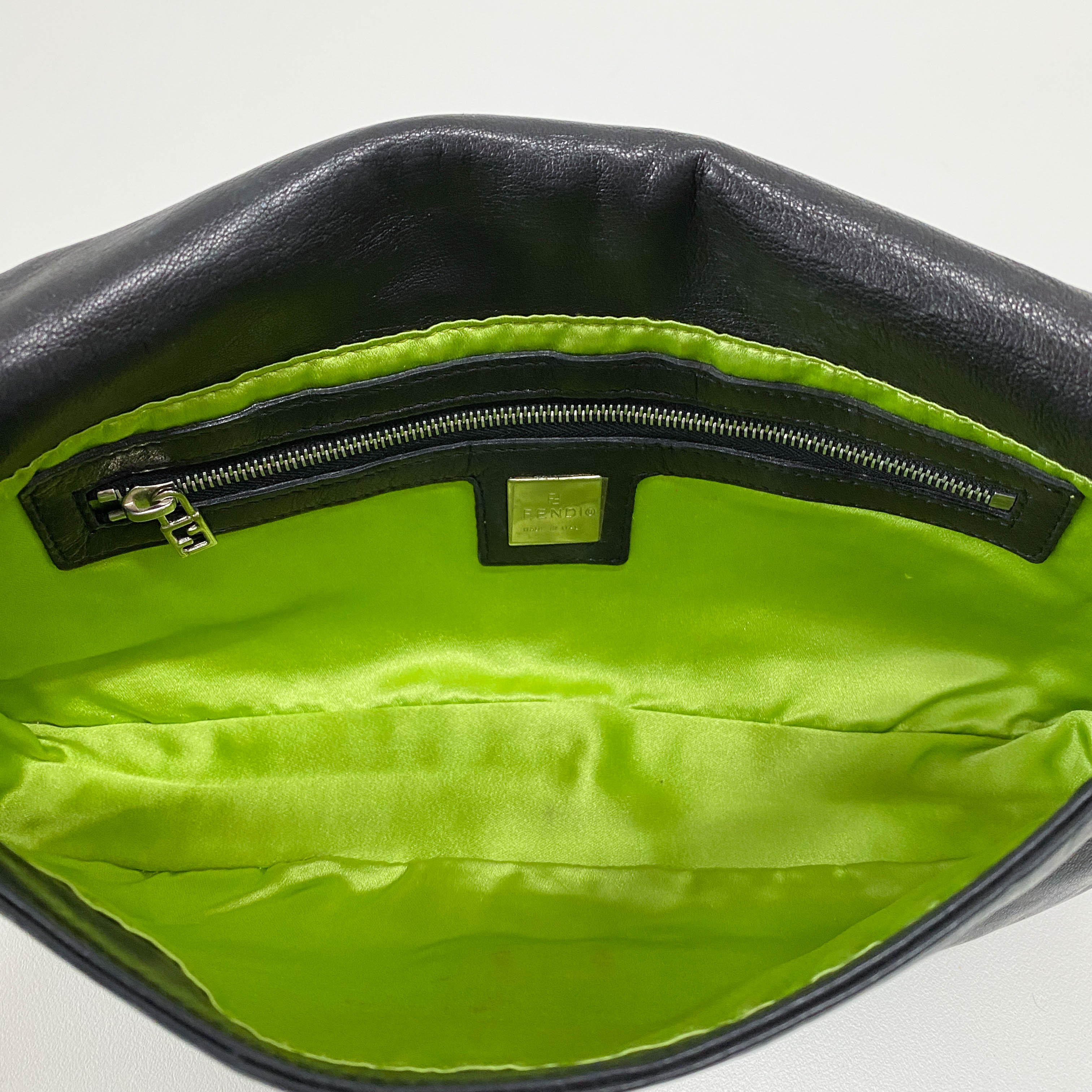 Baguette Black Leather Shoulder Bag