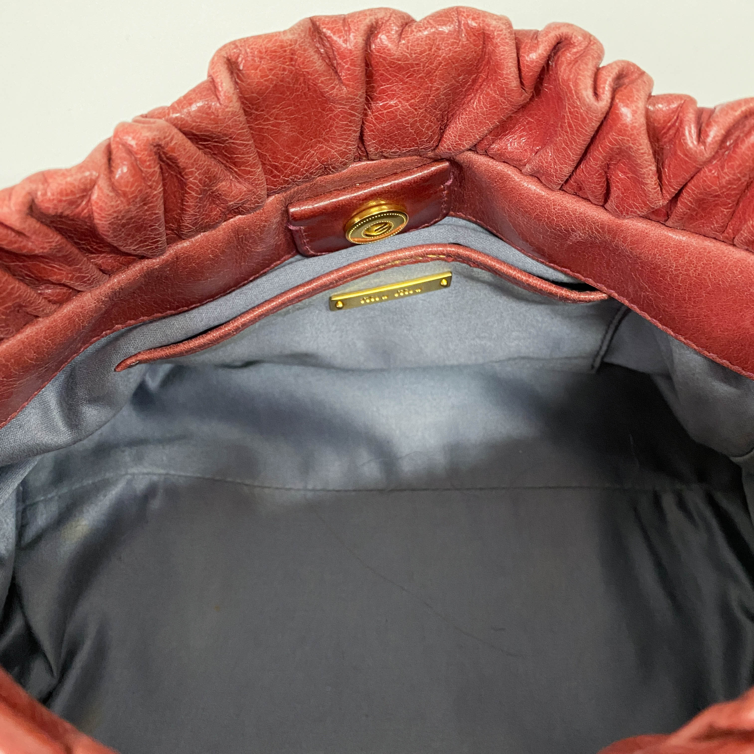 Mini Vitello Red Calfskiin Leather Two Way Bag