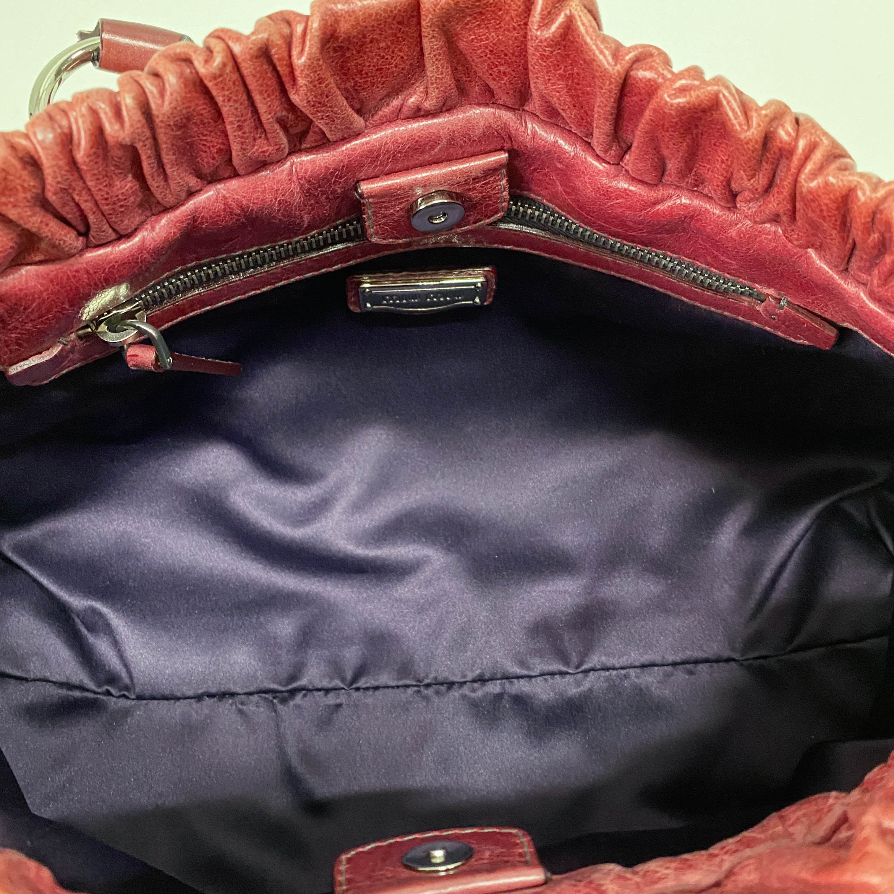 Vitello Red Calfskin Leather Two Way Bag