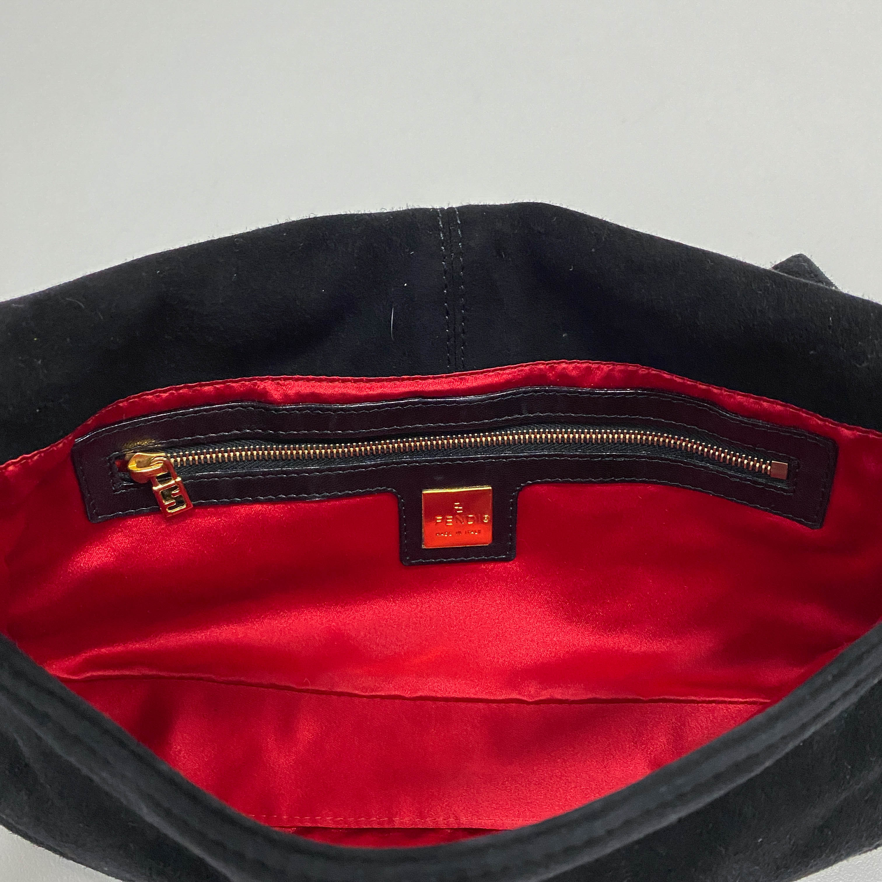 Baguette Black Suede Shoulder Bag