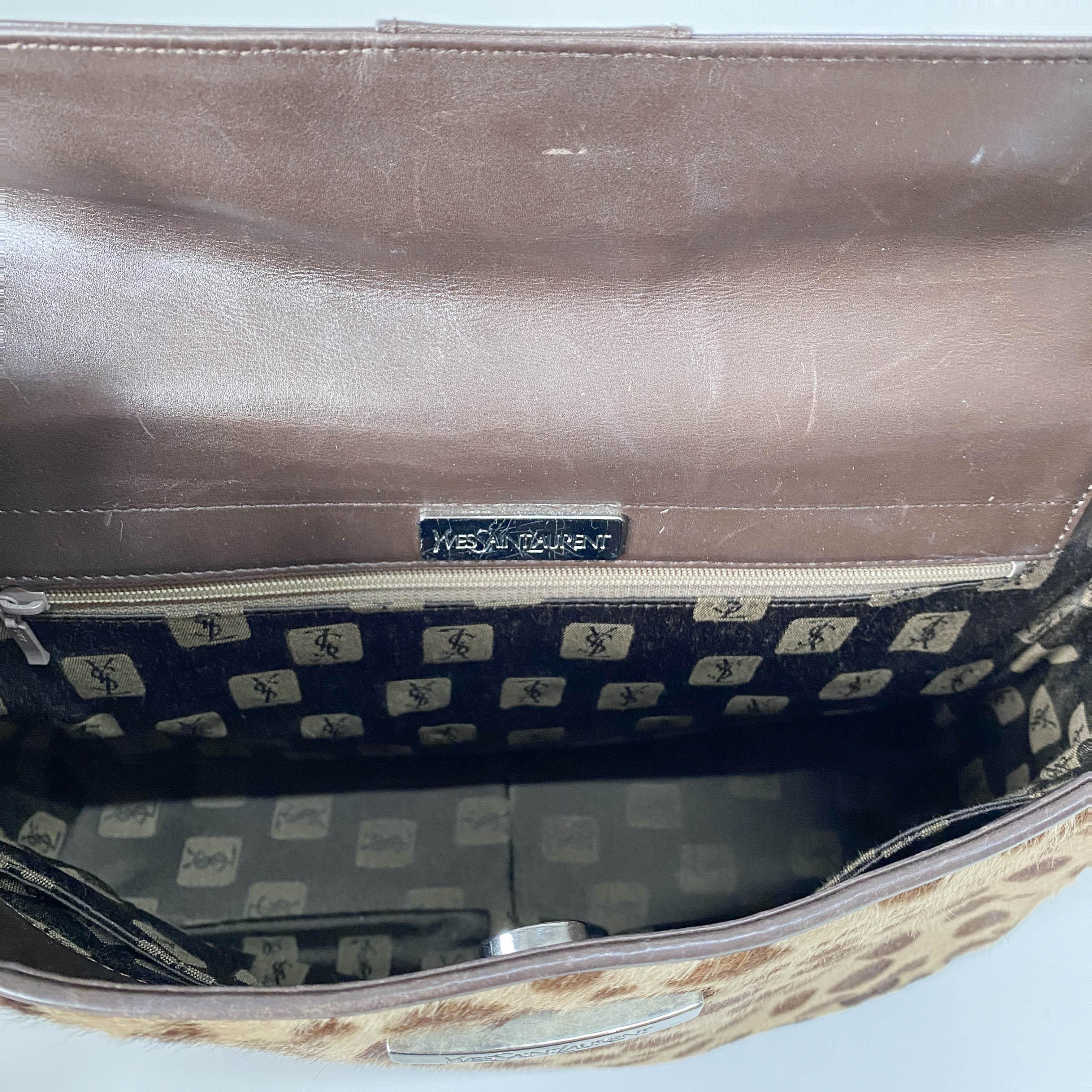 Brown Leopard Print Pony Hair Shoulder Bag