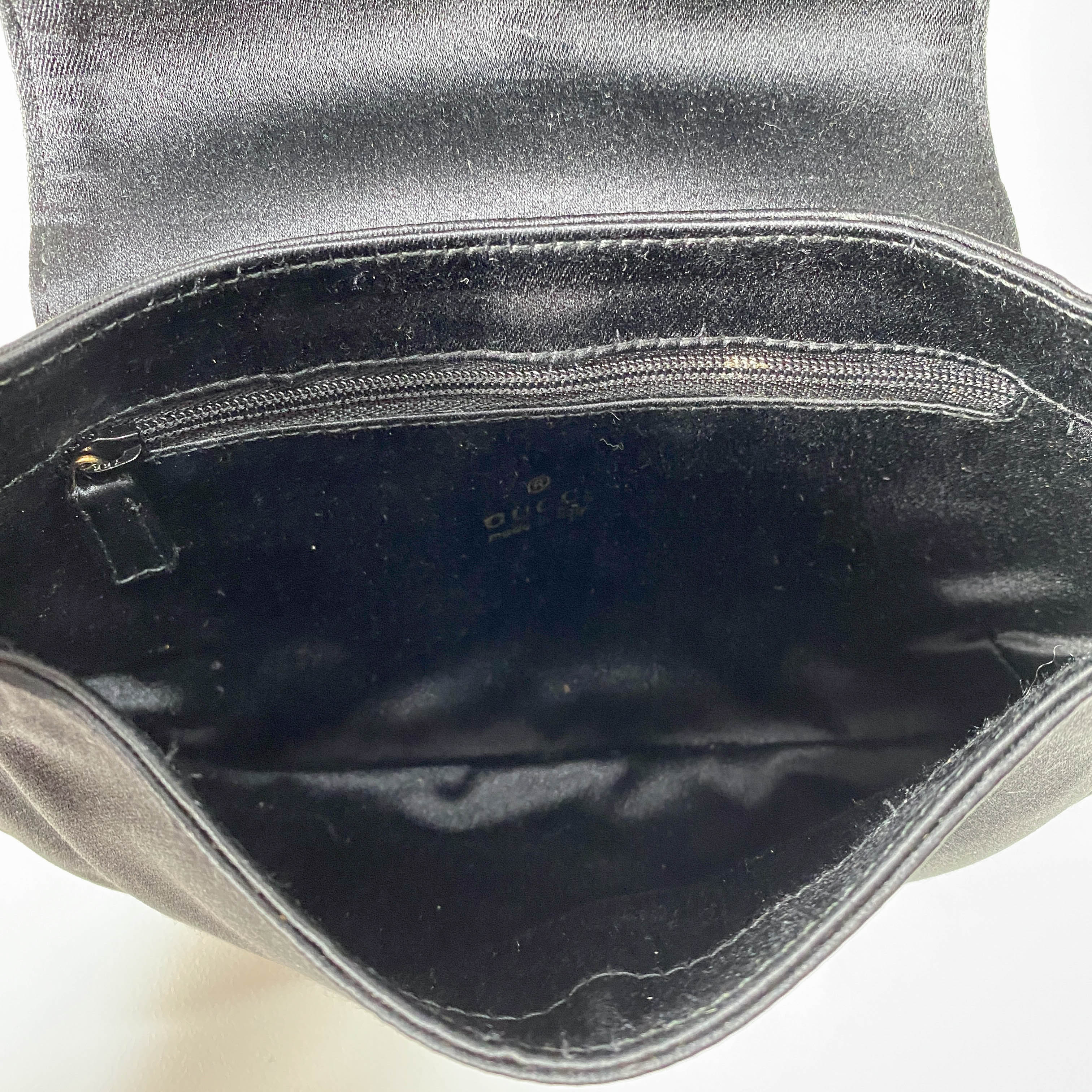 Bamboo Mini Black Satin Handbag