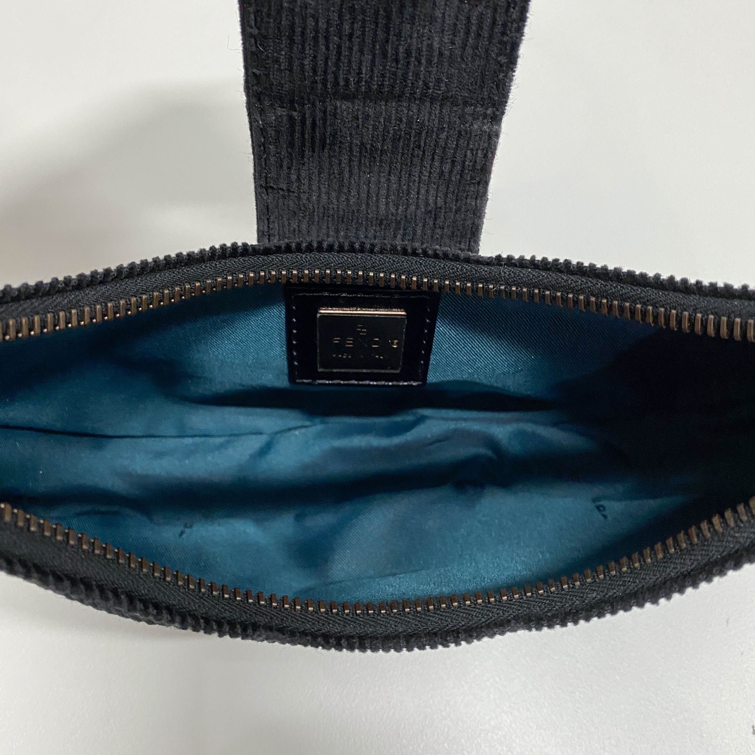 Croissant Black Corduroy Shoulder Bag