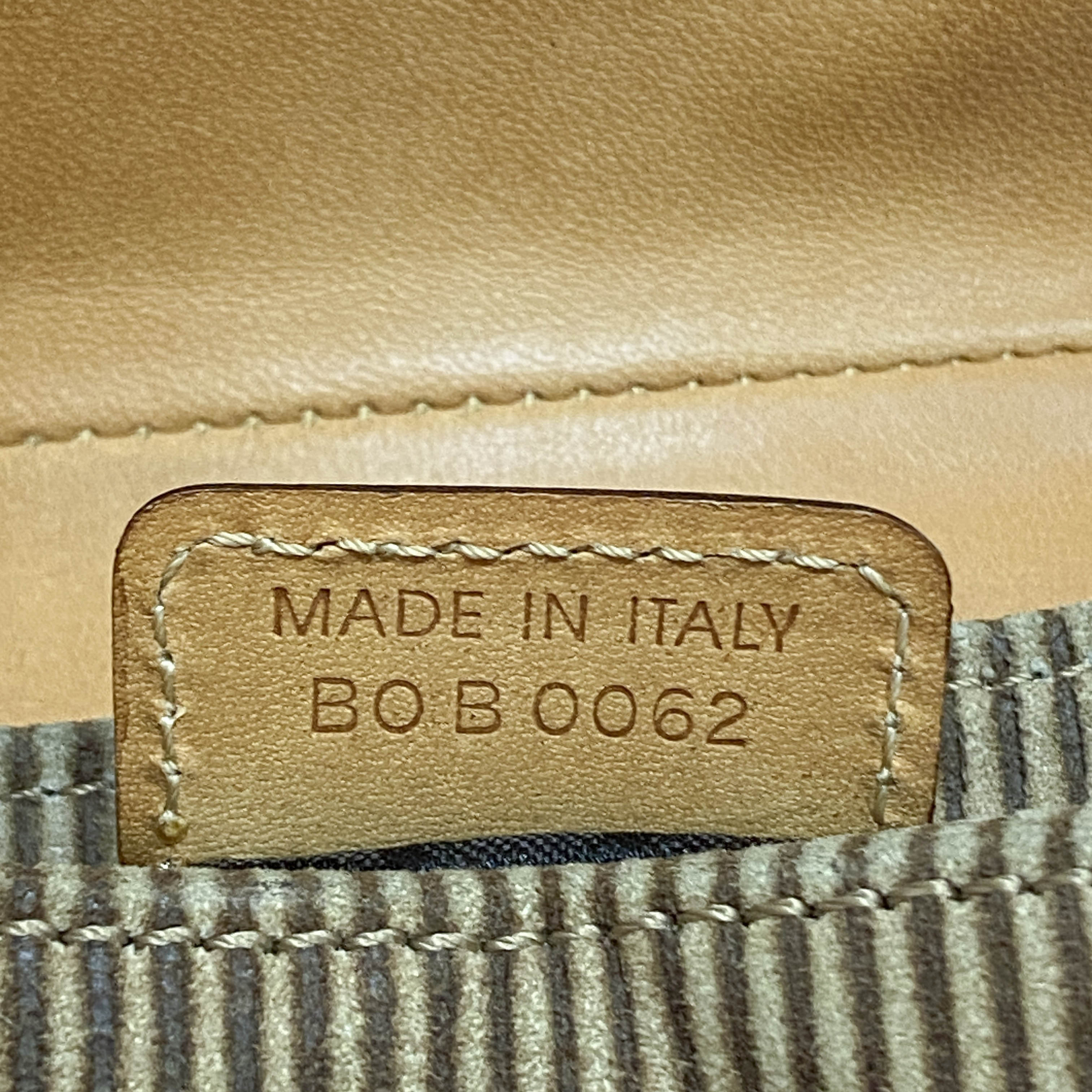 Beige Striped Suede Hobo Shoulder Bag