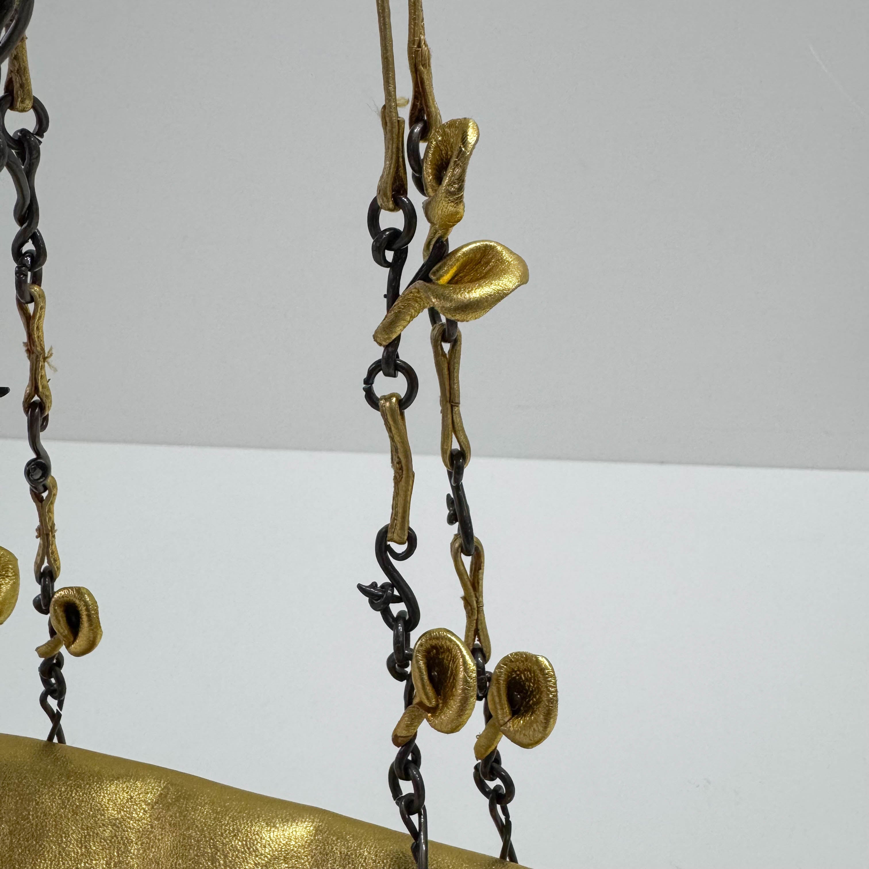 Small Golden Leather Shoulder Bag