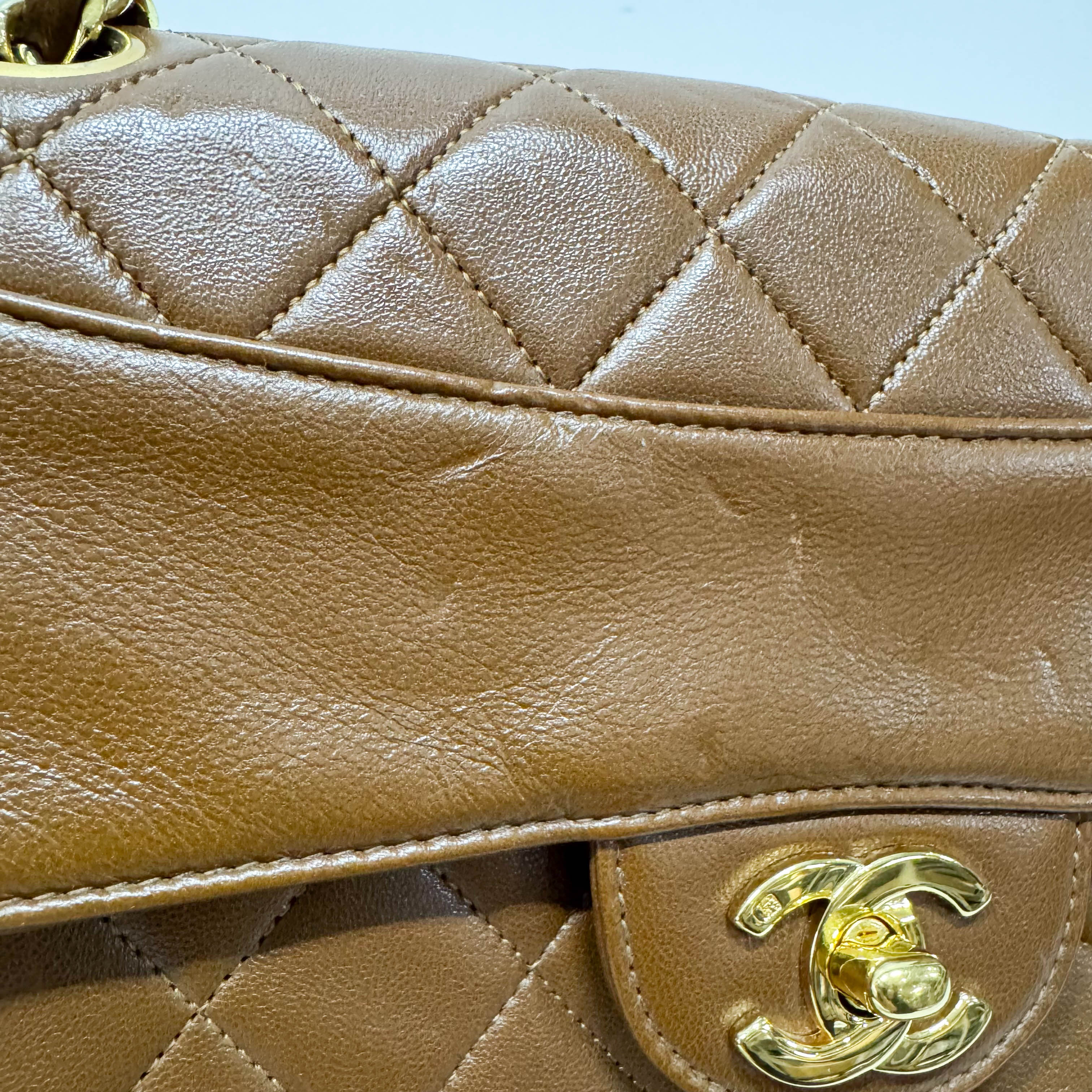 Timeless Classic Matelassé Brown Leather Shoulder Bag