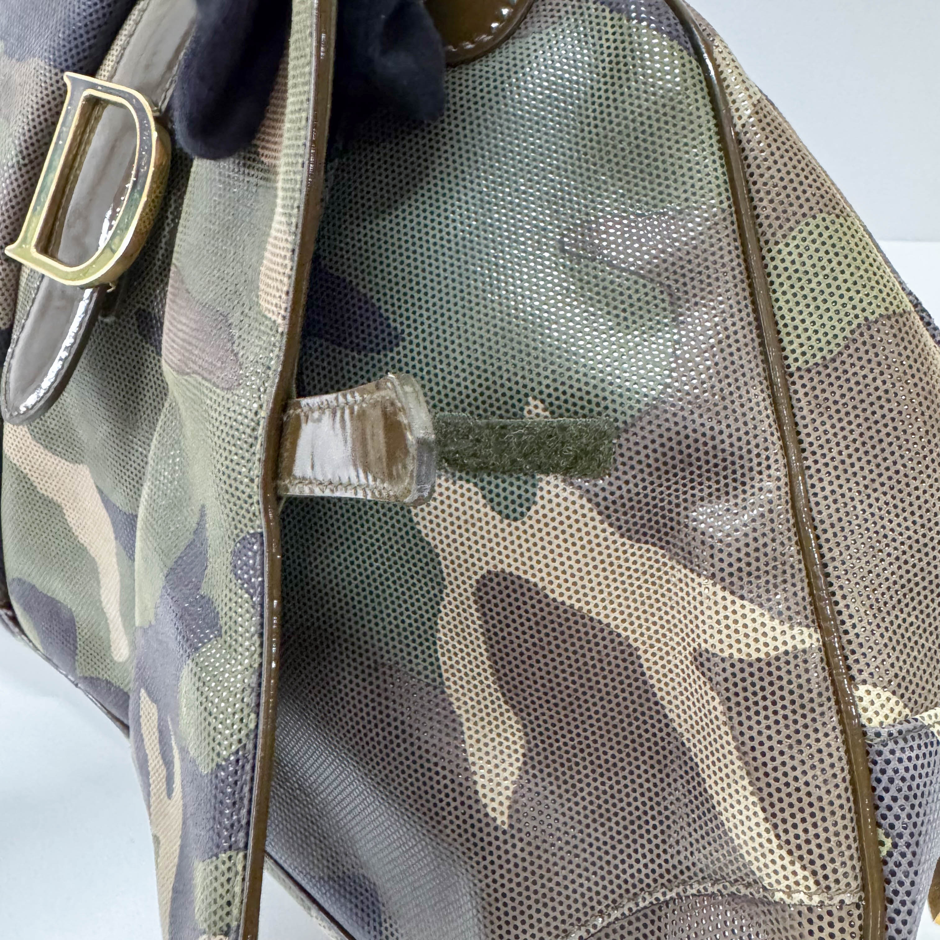 Vintage Green Camouflage Canvas Hand Bag