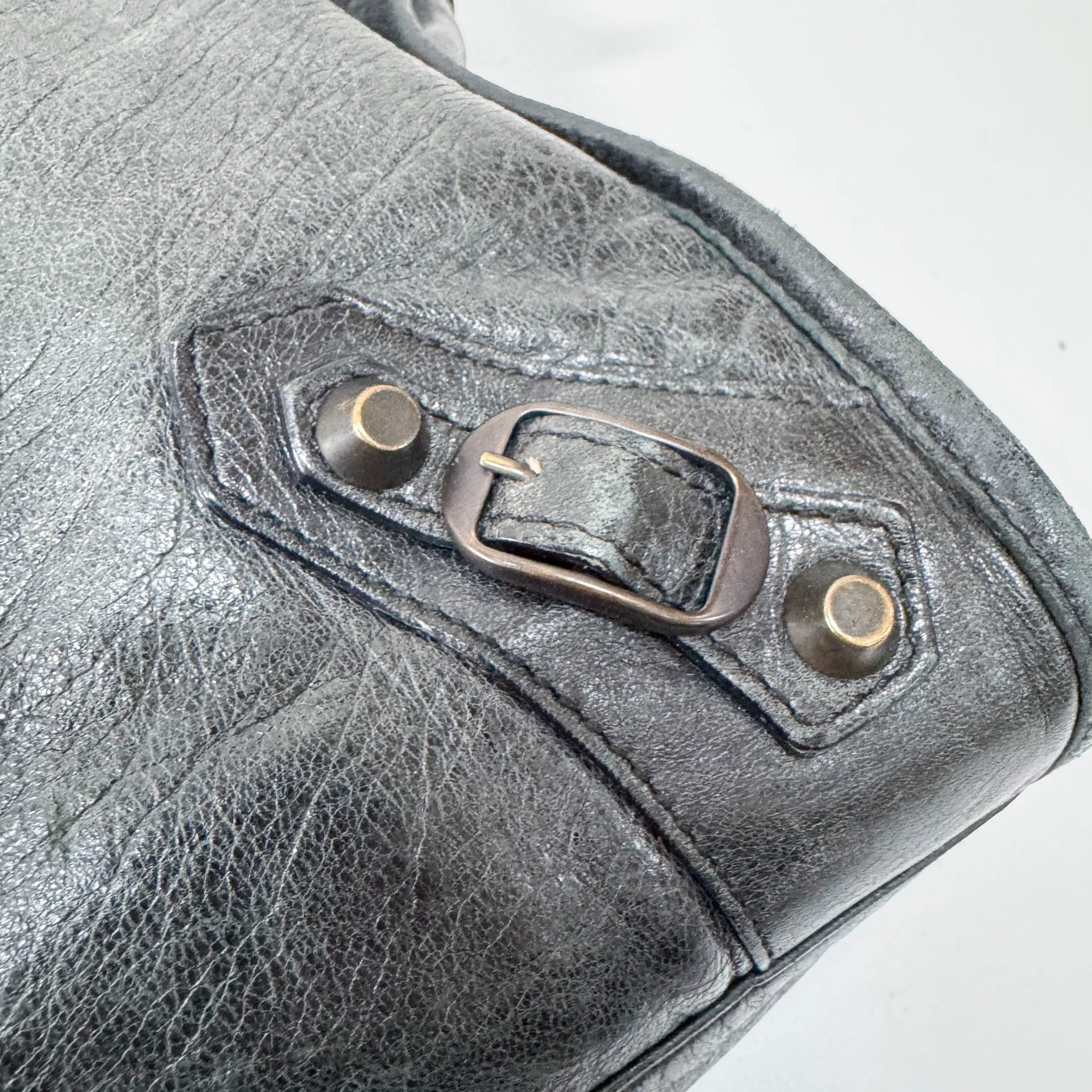 The First Grey Calfskin Leather Two Way Bag
