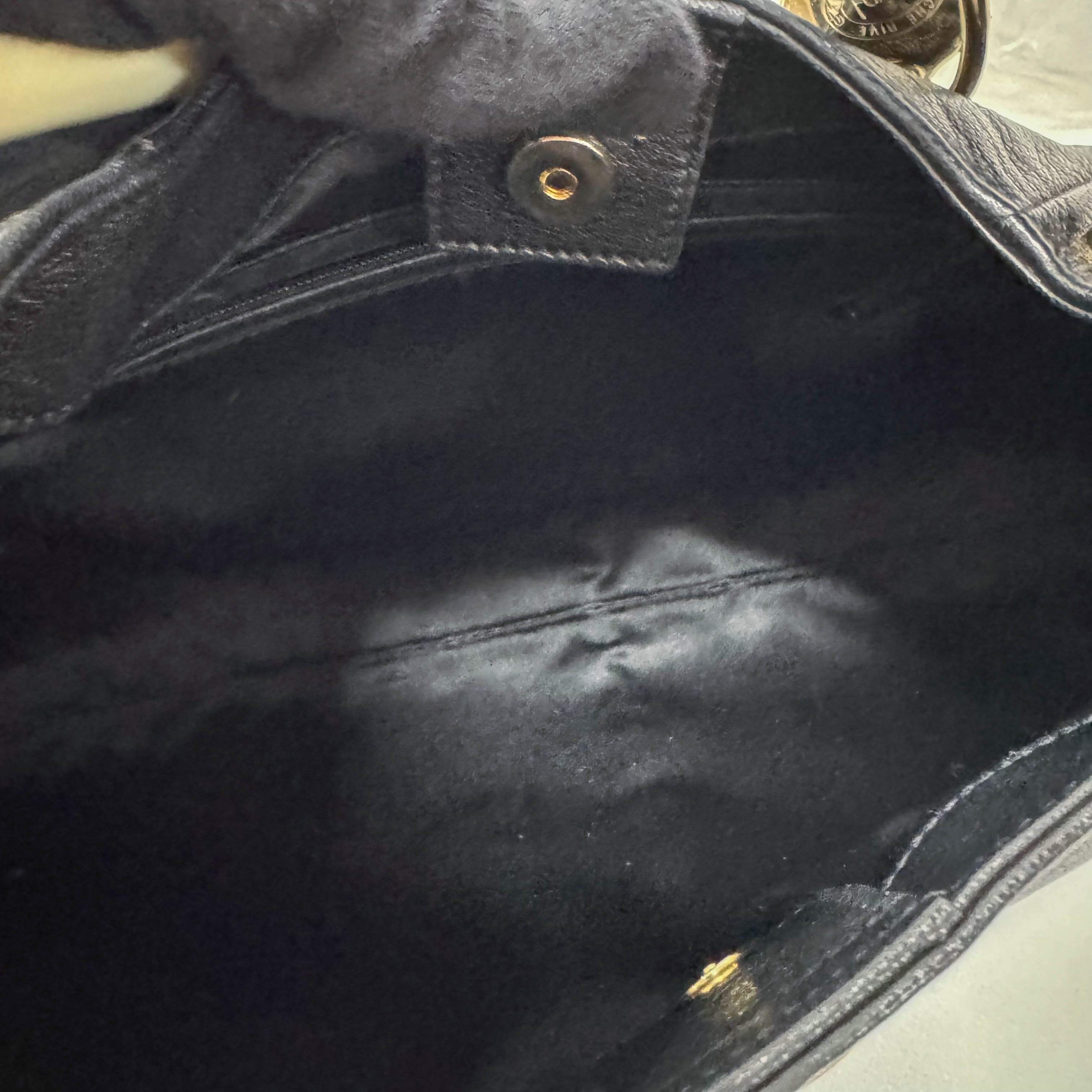 Mombasa Black Leather Double Buffalo Horn Shoulder Bag