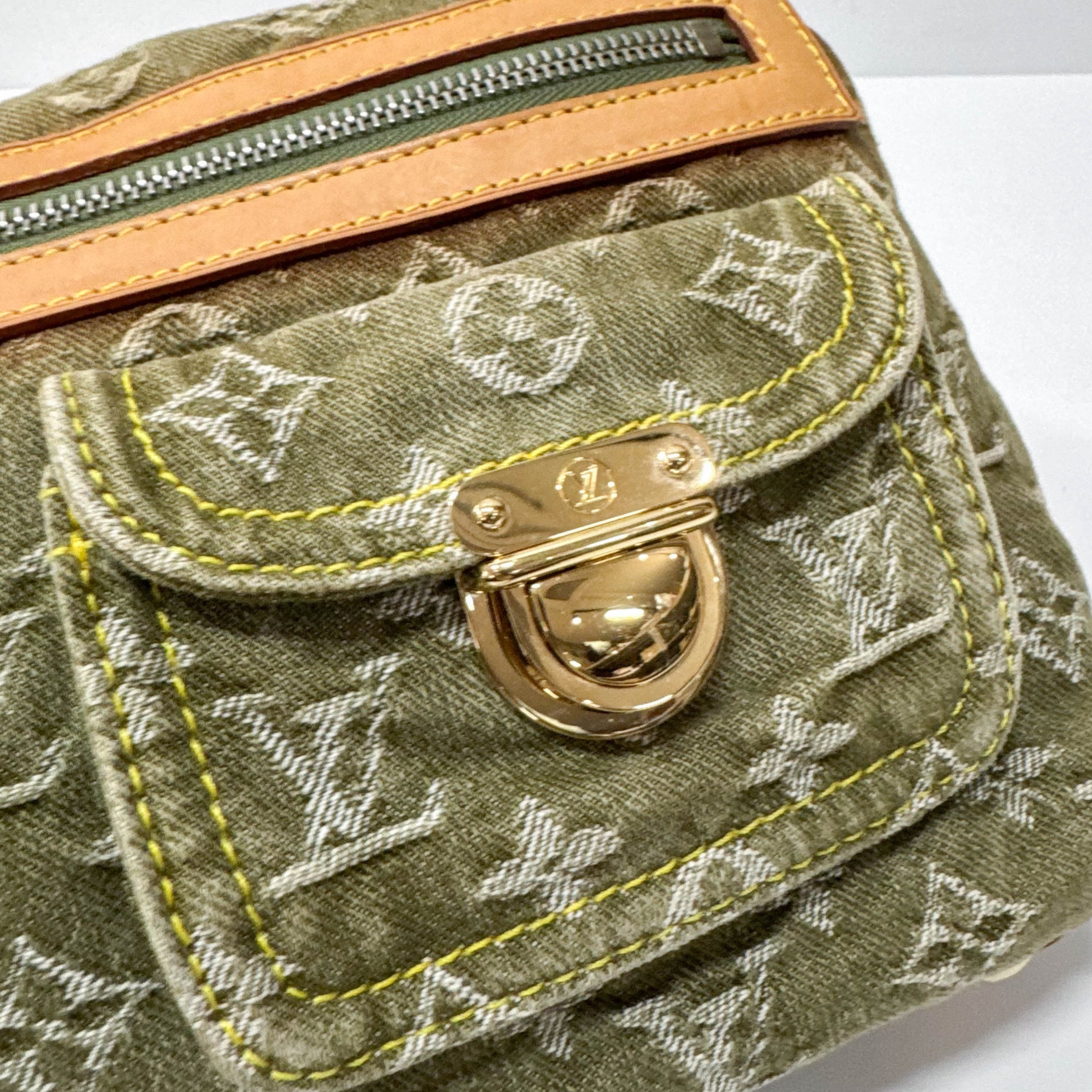 Baggy Monogram PM Khaki Denim Shoulder Bag
