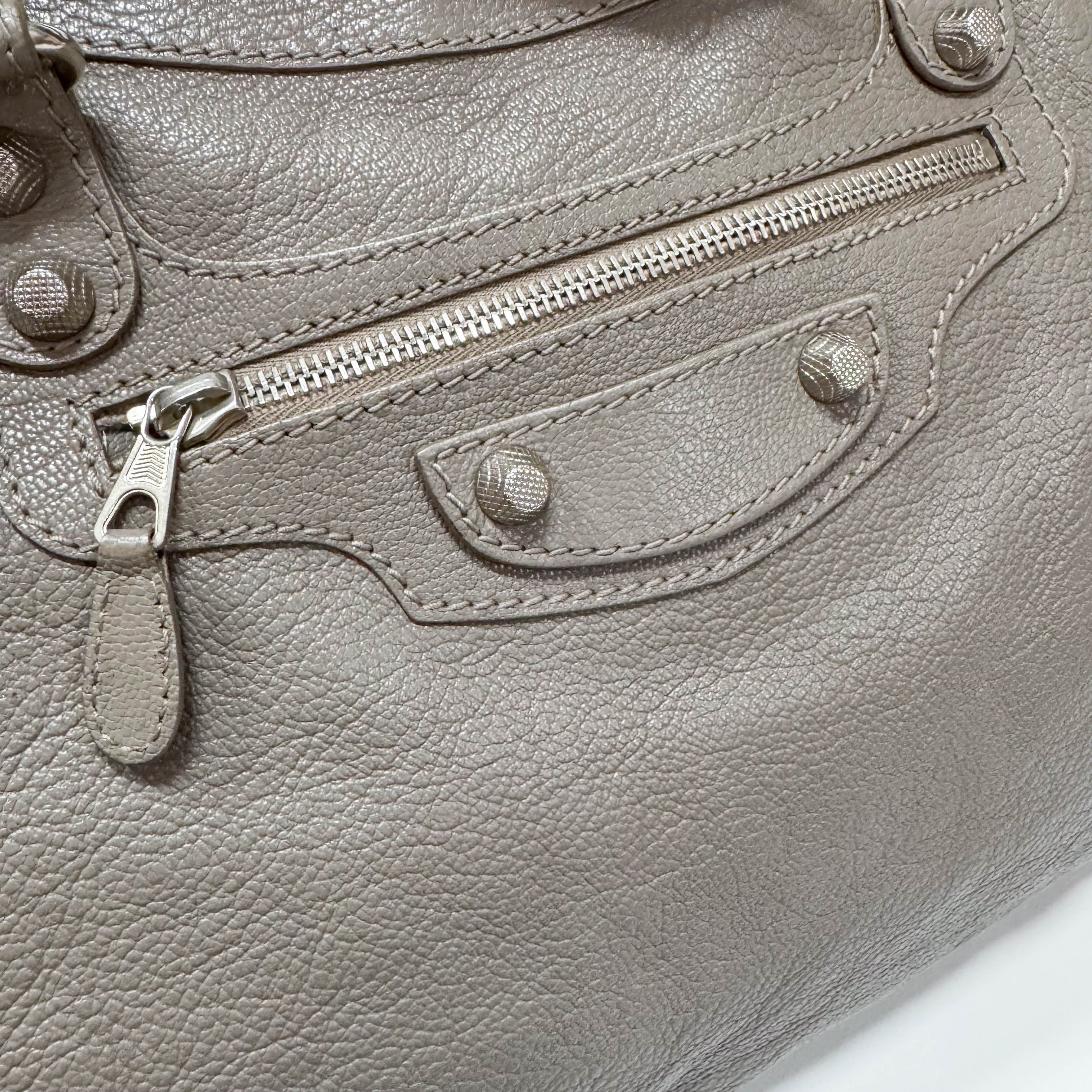 The Velo Grey Calfskin Leather Two Way Bag