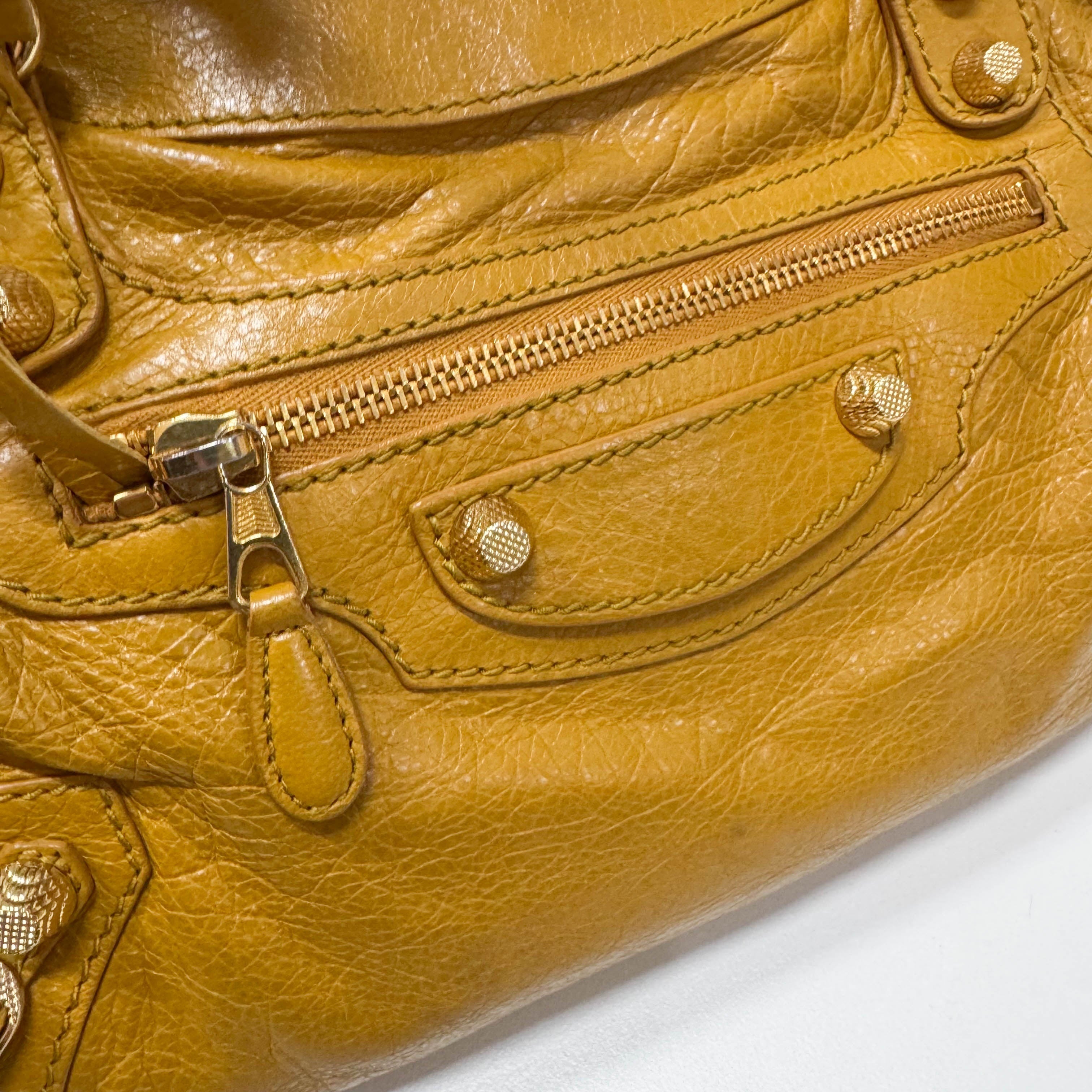 The First Yellow Leather Shoulder Two Way Bag