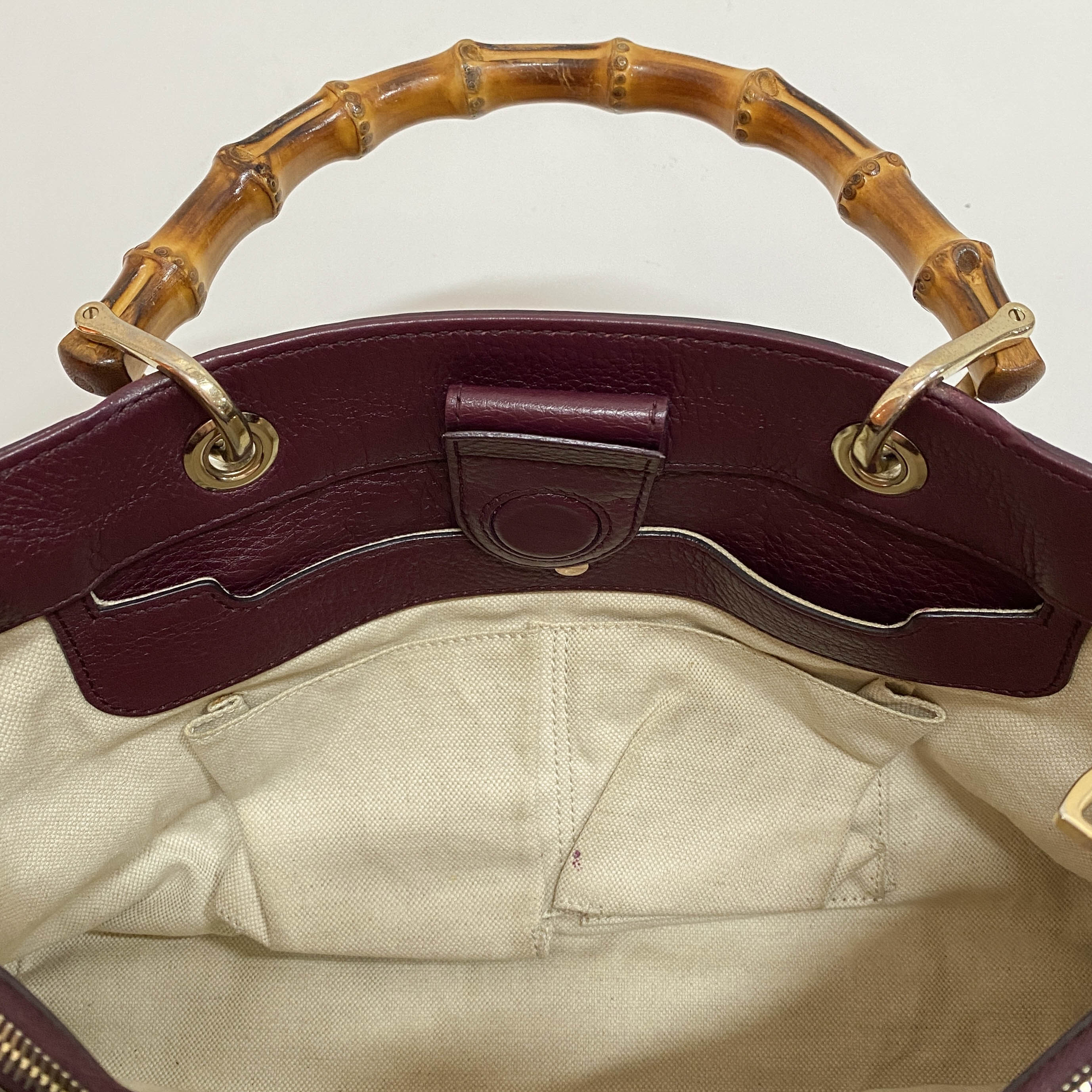 Bamboo Shopper Burgundy Leather Two Way Bag