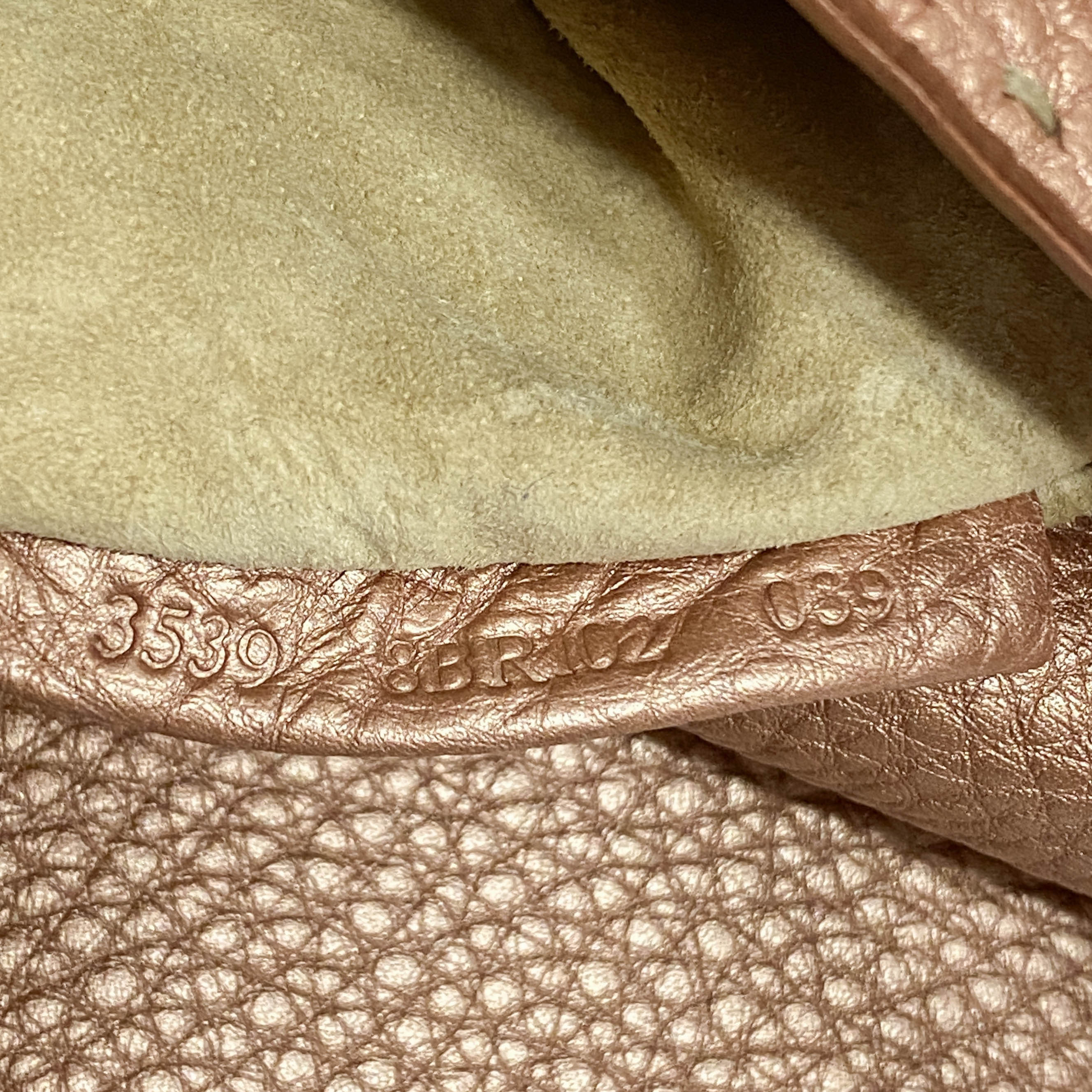 Mamma Baguette Rose Gold Leather Shoulder Bag